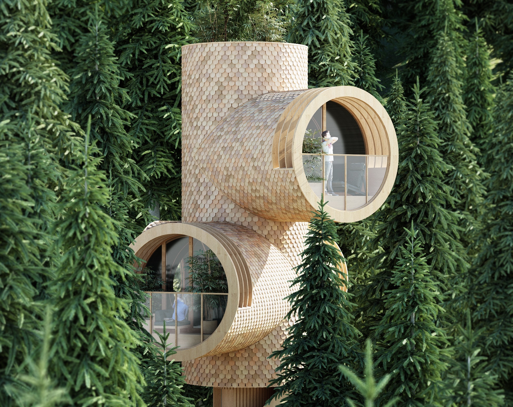 Precht Studio Creates a Cartoon-style Treehouse with Four Masses