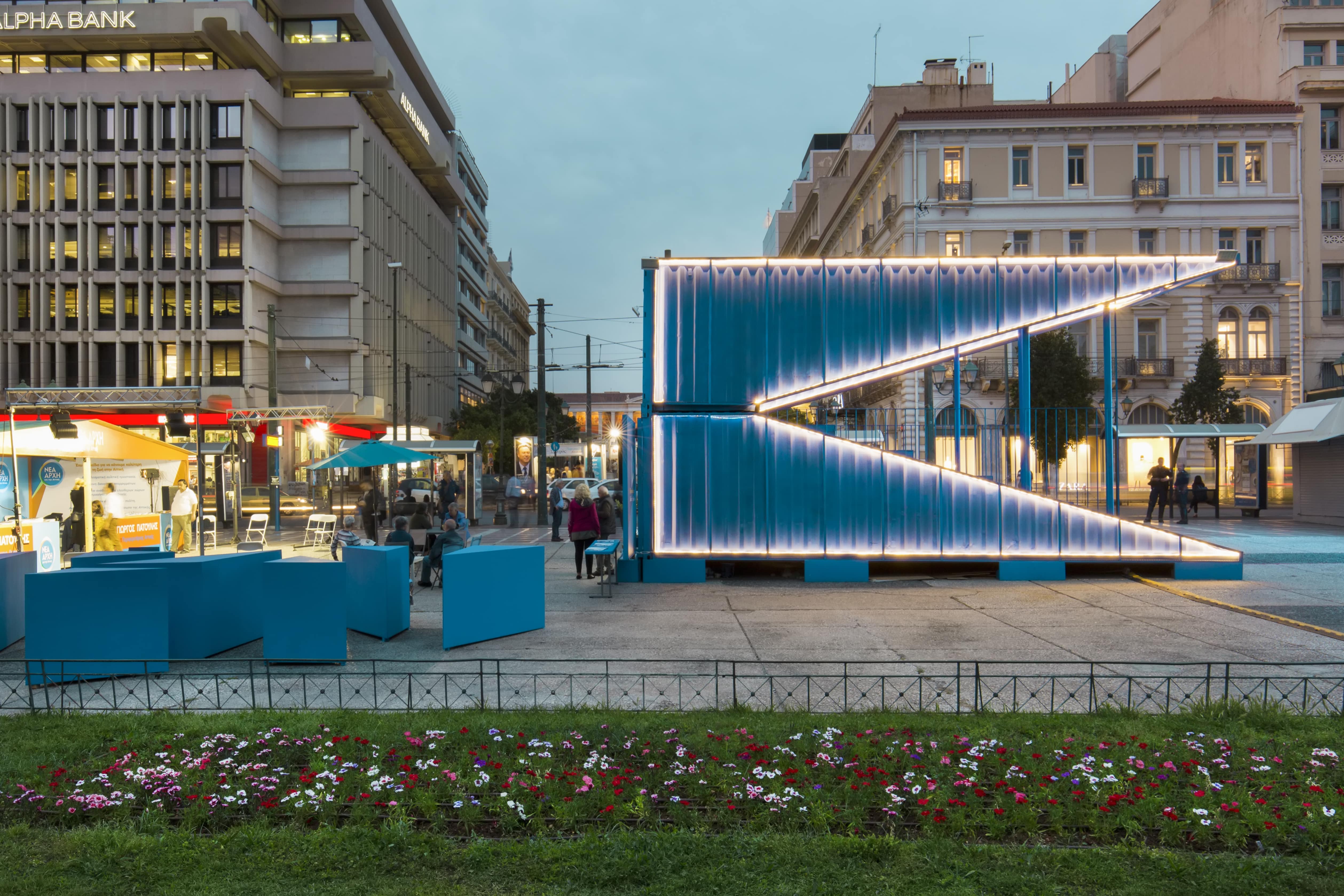 A Meaningful Mobile Podium Shaped Like a Bird's Beak in Lego