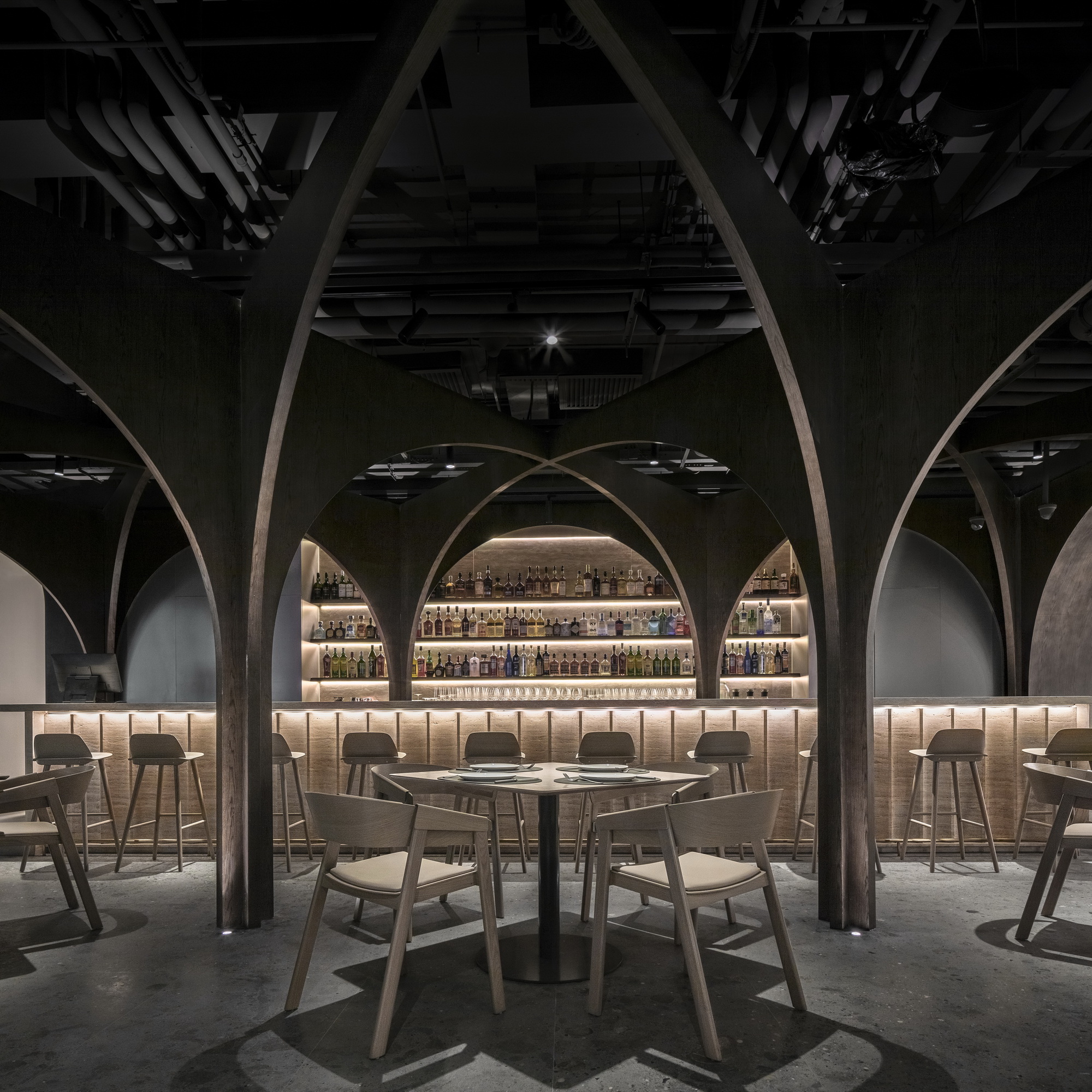 The Classic SOMESOME Bar and Restaurant with Curved Decorations