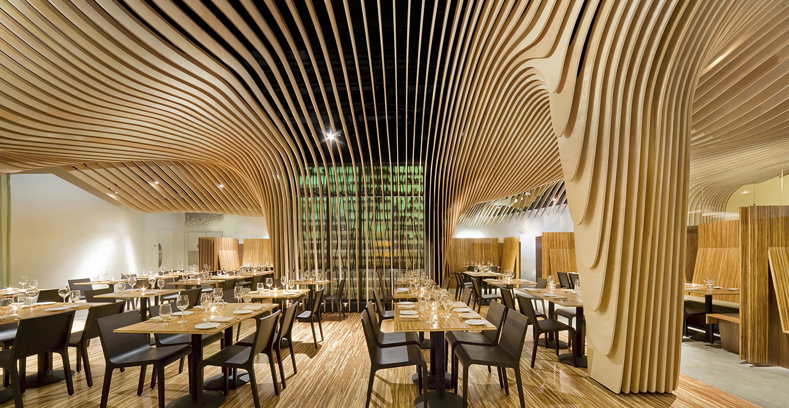 Birch Plywood Waves Envelop BANQ Interior