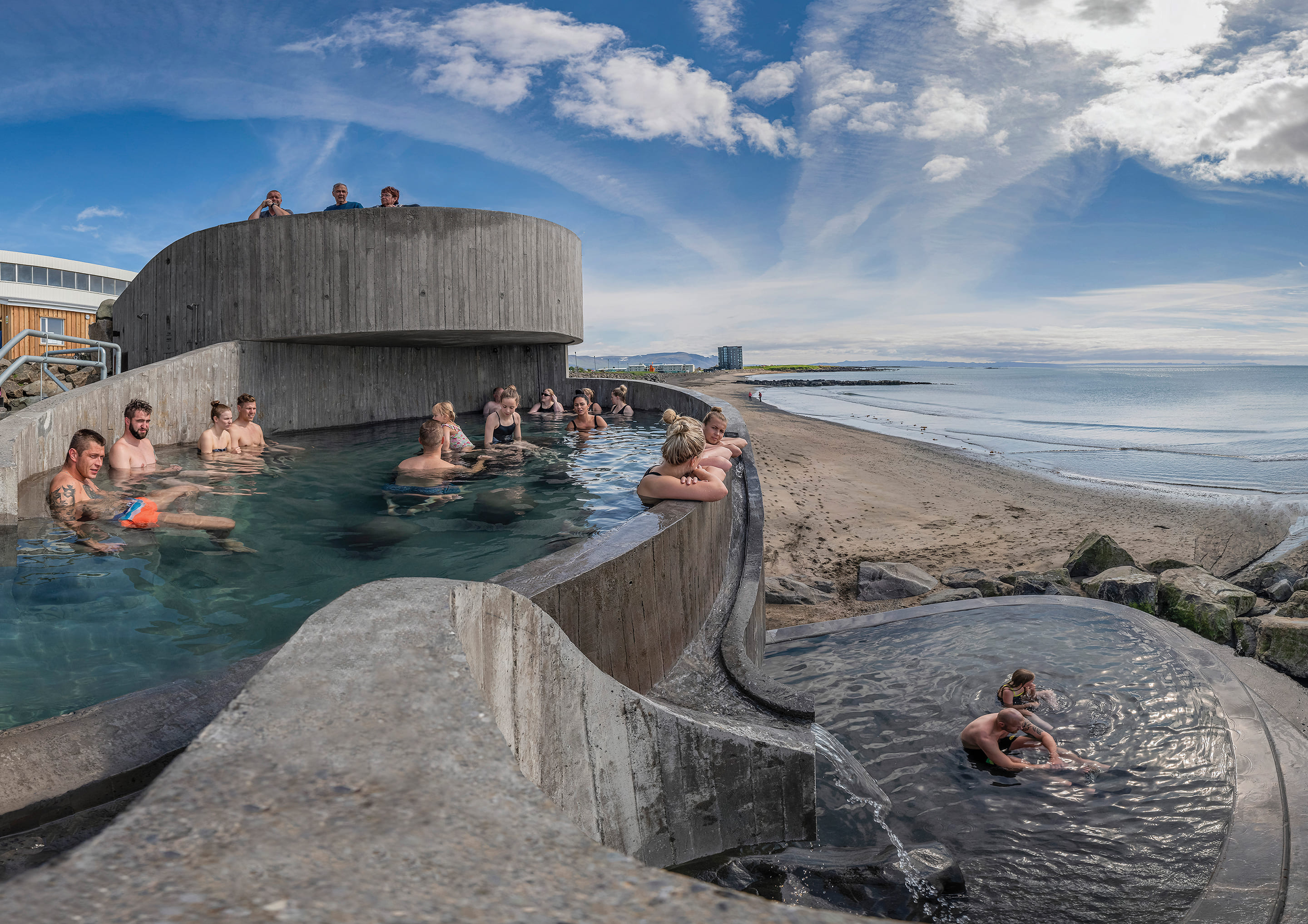 Hot Spring Pool on Iceland’s Shore Facing the North Atlantic Ocean