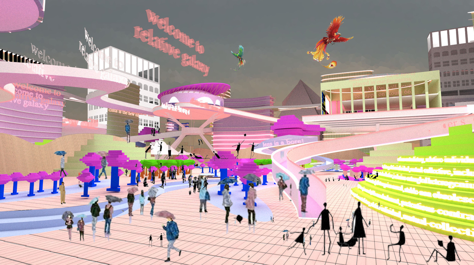 Illustration of public spaces in the Metaverse (Image courtesy of Eren Burak Kuru)