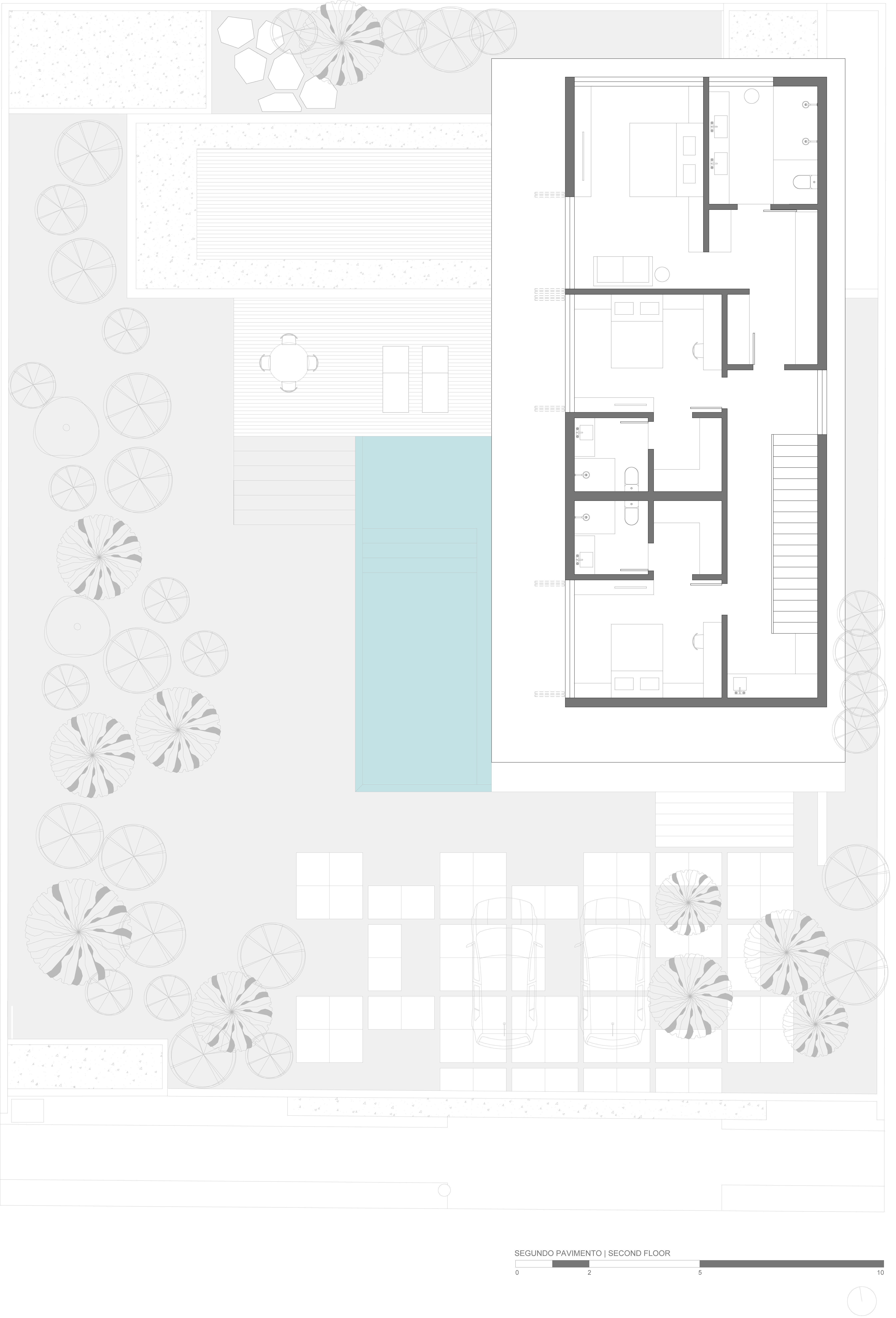 The upper floor plan of the Summer House