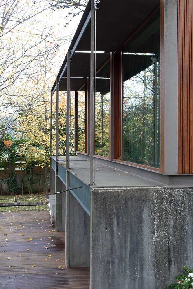 The combination of concrete, steel, and wood materials in the design of IcoarÃ© House