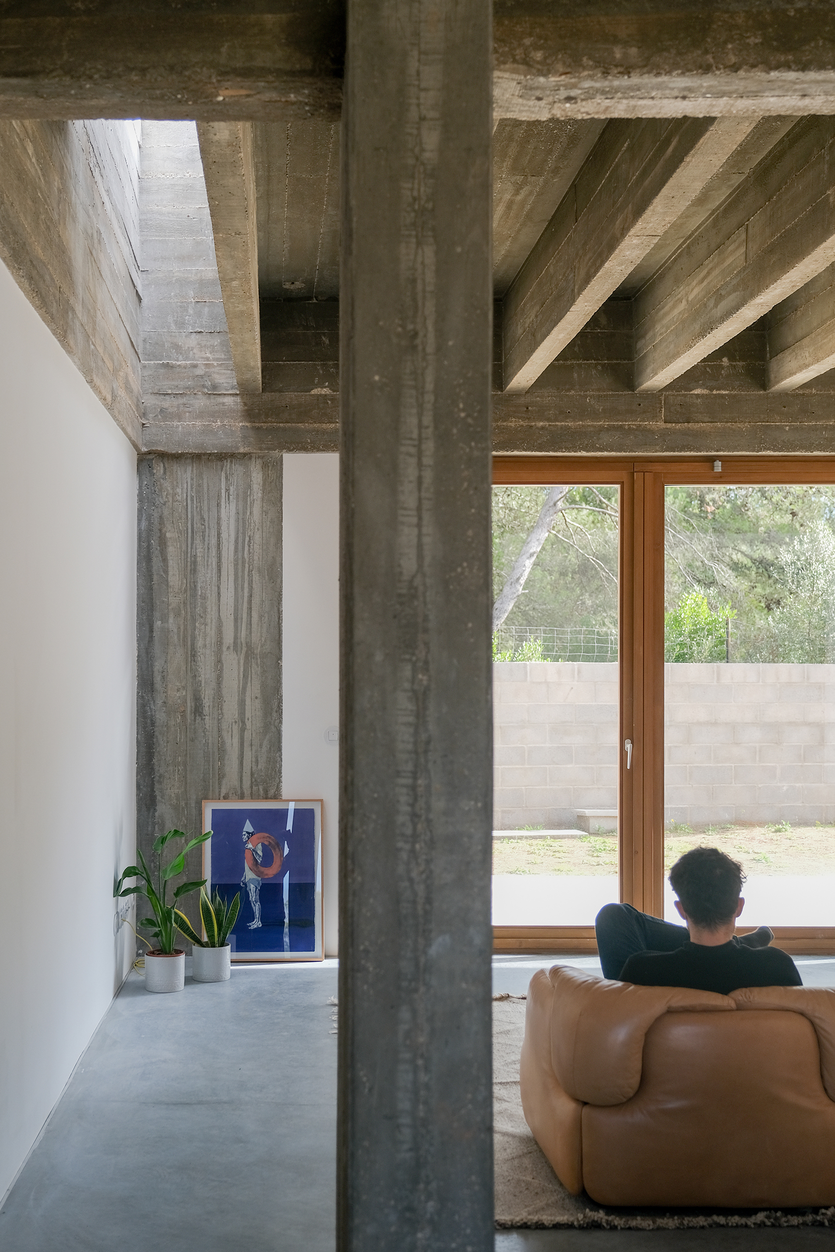 A space that gets lighting from a skylight