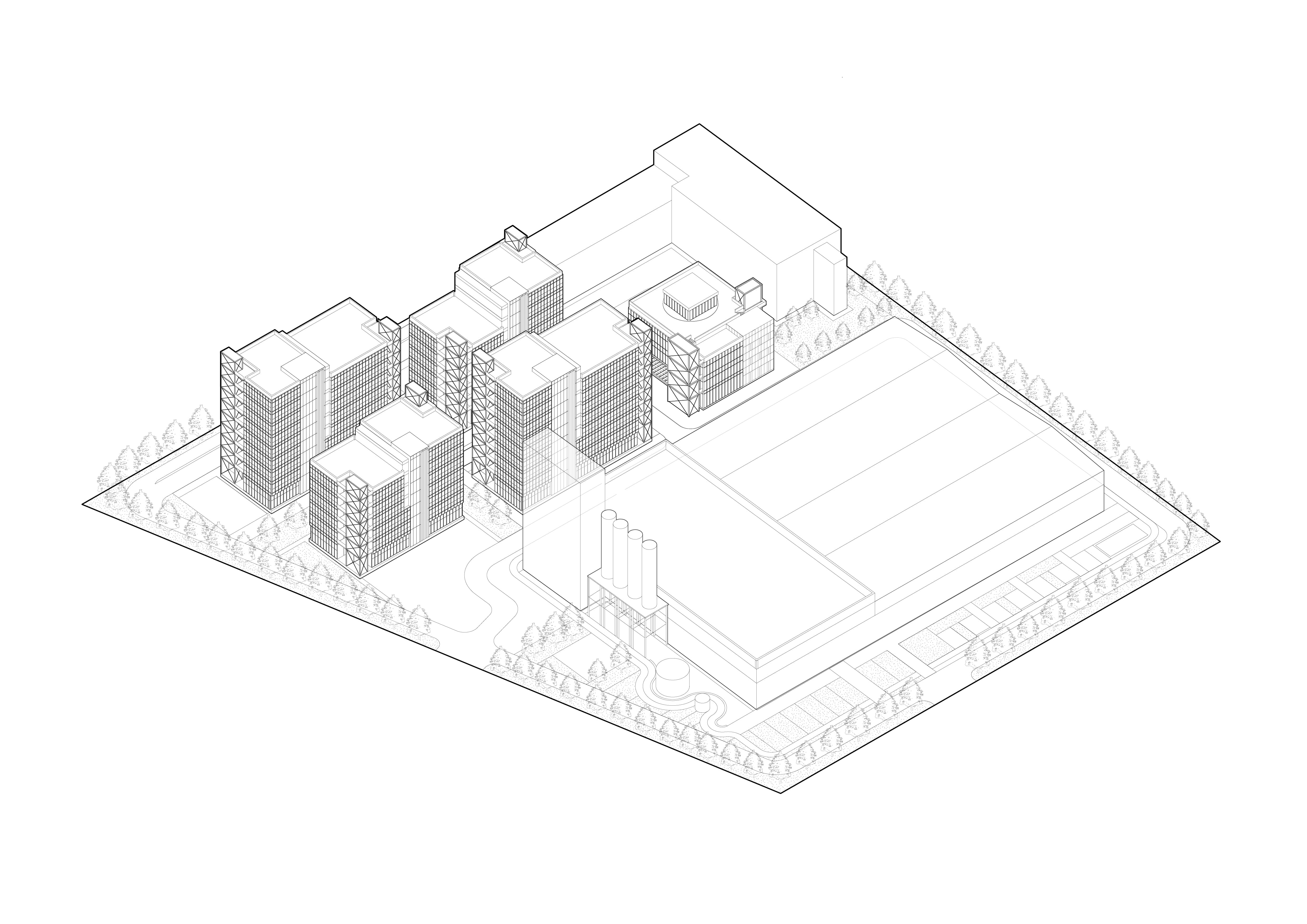 Axonometric drawing of site plan