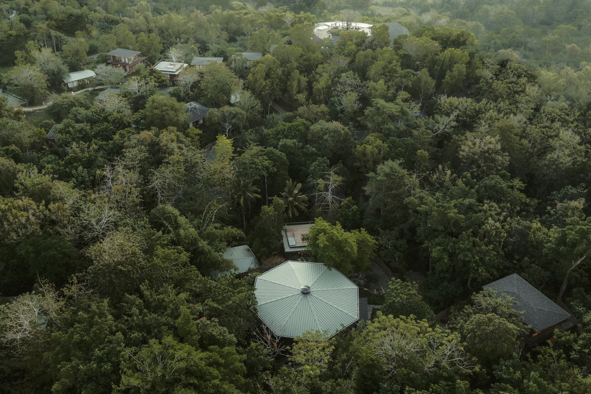 Aerial view of The Octagon in Uluwatu, Bali by Stilt Studio