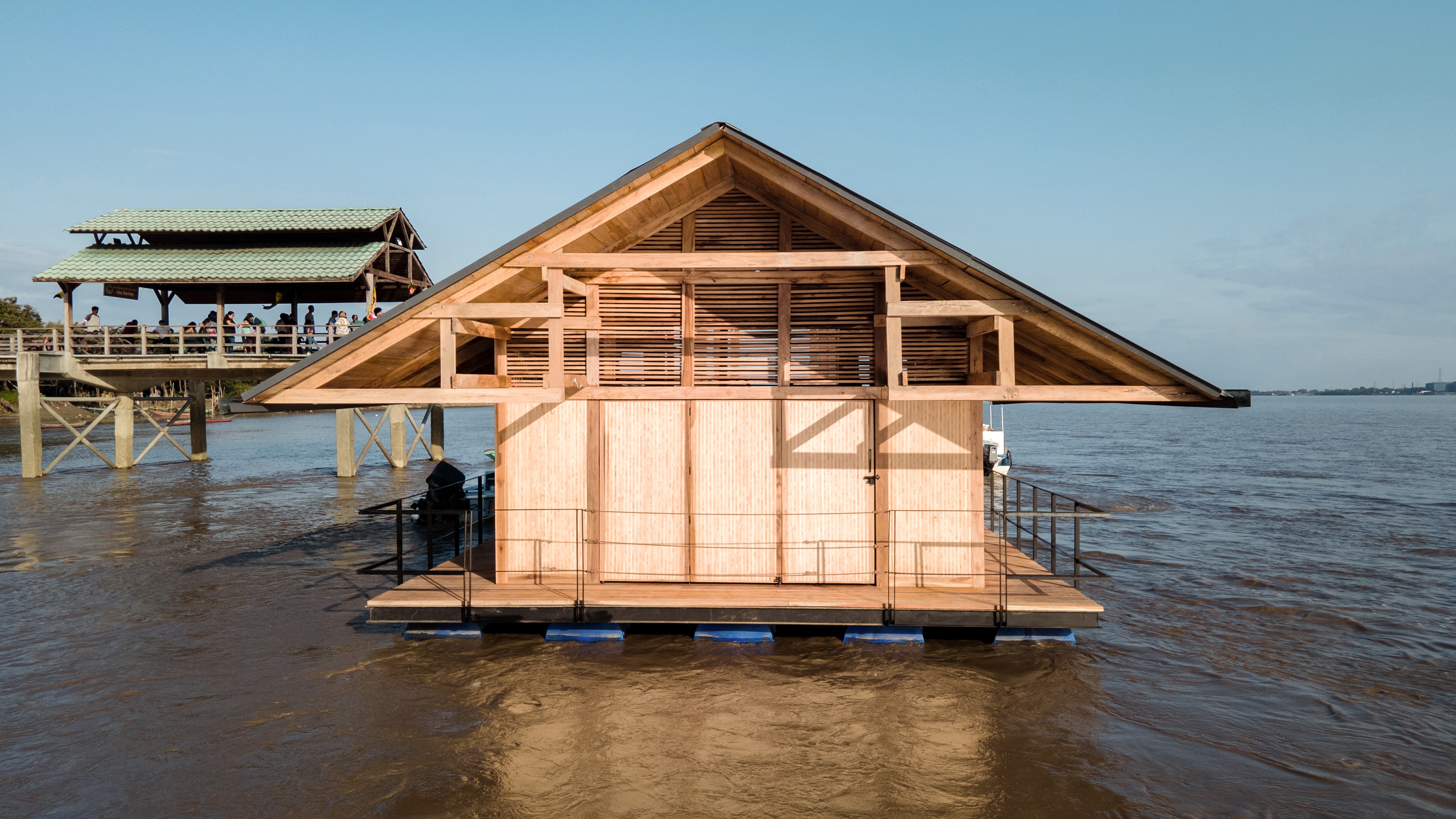 Santay Observatory's gable structure is supported by wooden trusses