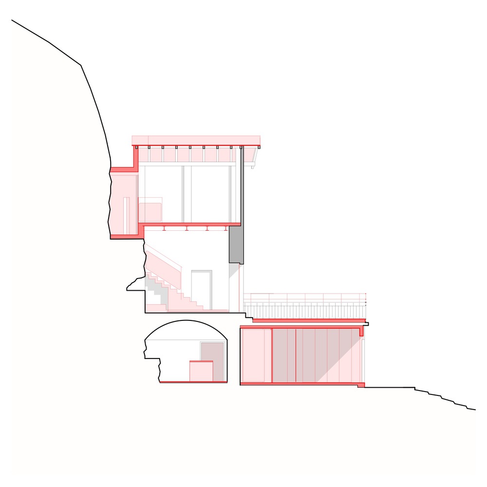 Section Grotto della Doccia, Source by Enrico Sassi Architetto