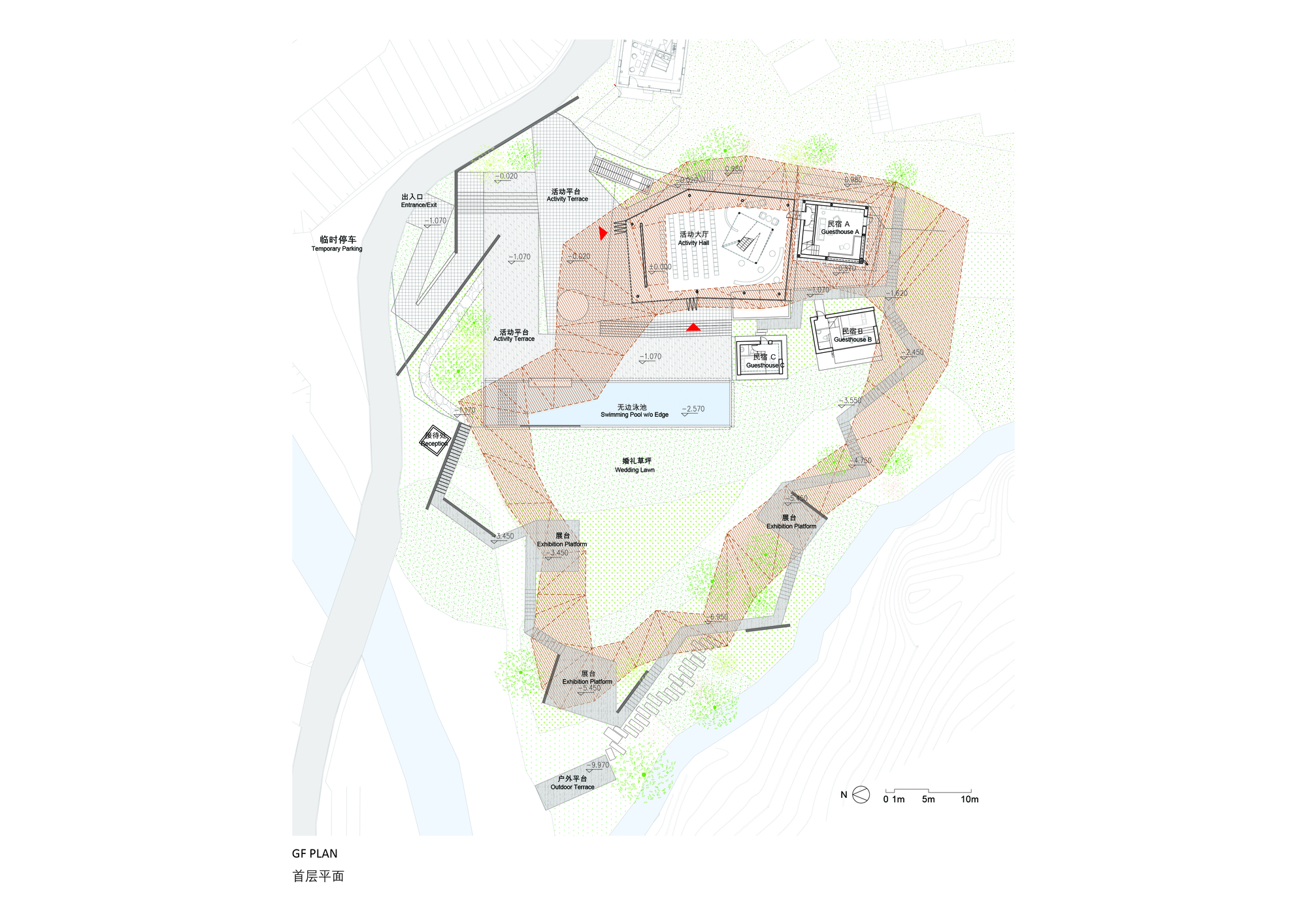 drawing of the canopy pavilion by Sou Fujimoto