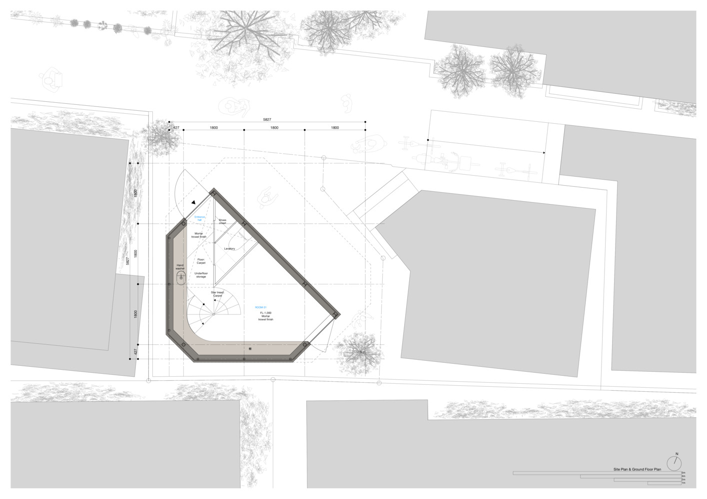 Ground floor plan Bay Window Tower House, Source by Takaaki Fuji + Yuko Fuji Architecture