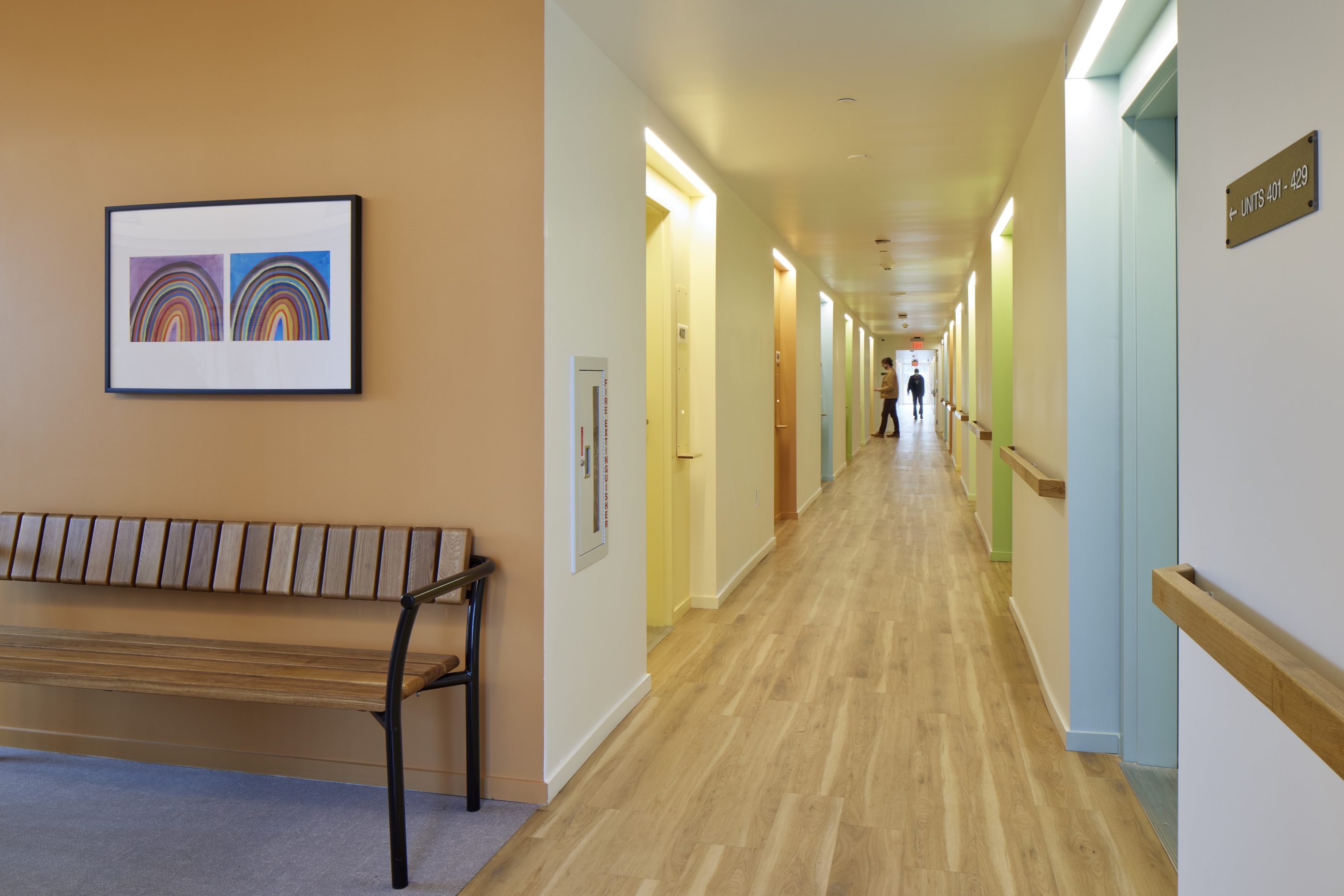 Corridor Apartment Tahanan Supportive Housing, Photo by Bruce Damonte