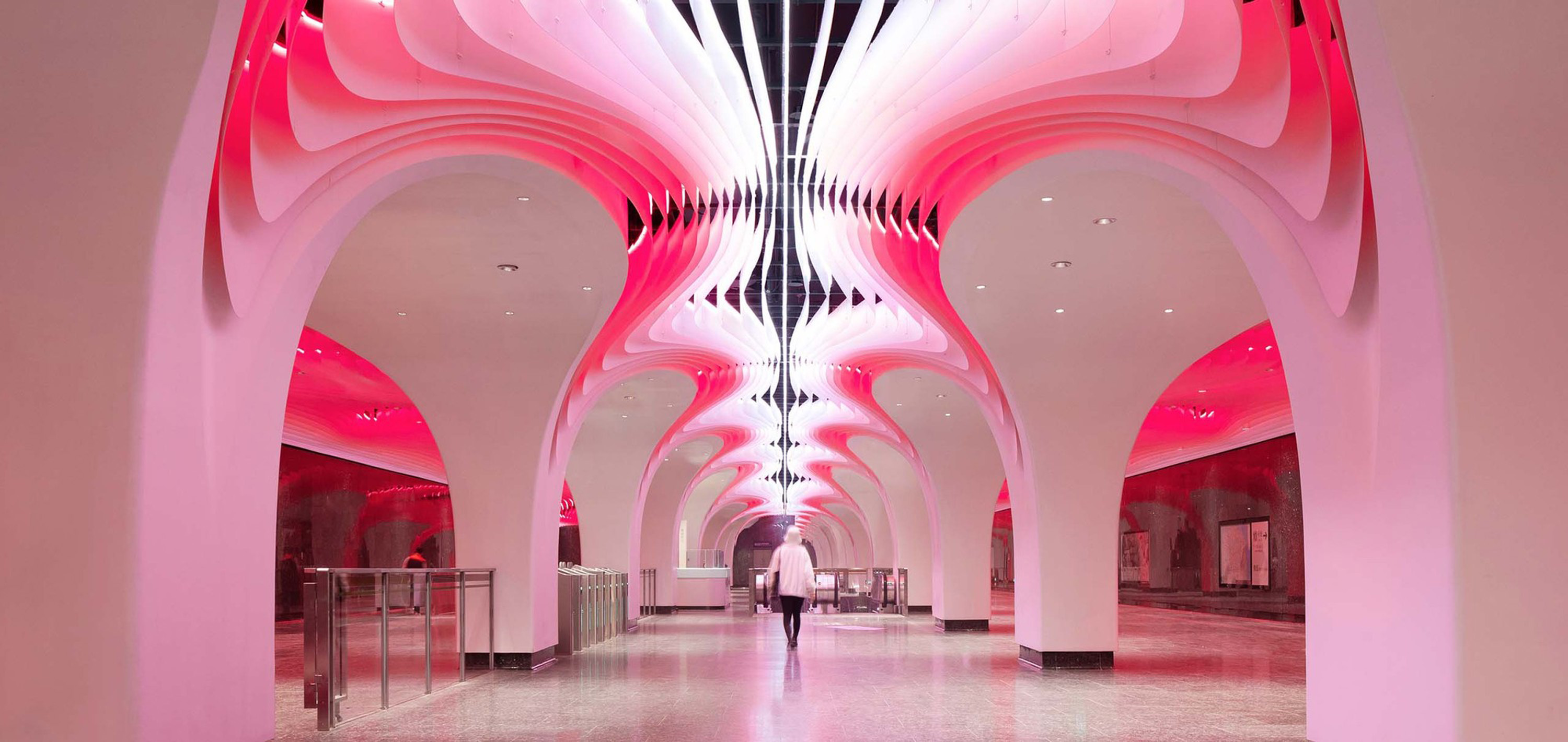 Colorful Ceiling in Shanghai Subway Line 14 Yuyuan Station