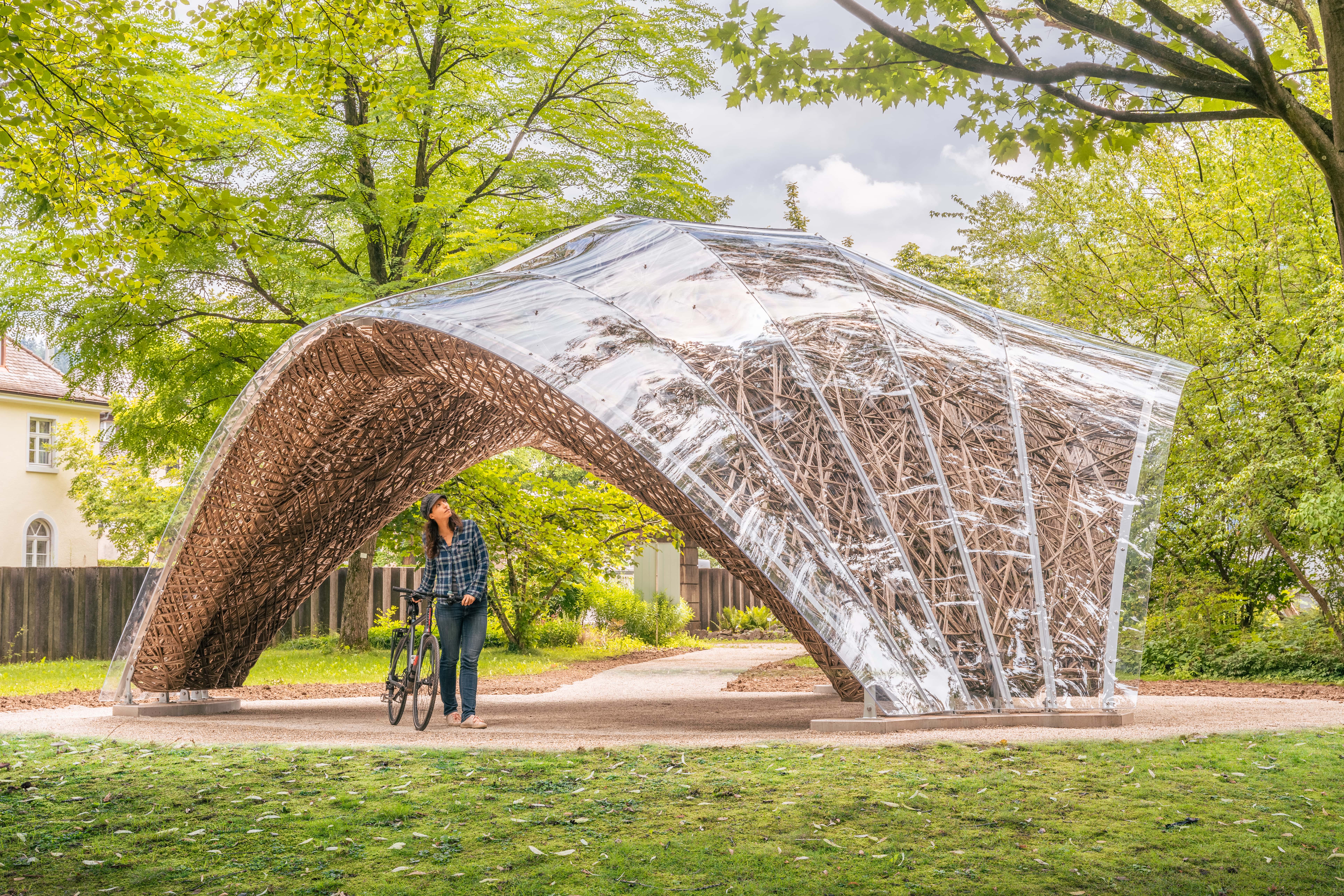 ICD/ITKE University of Stuttgart Designed livMats Pavilion With First Robotically Crafted Natural Fiber Filament-Wound Composite Structure