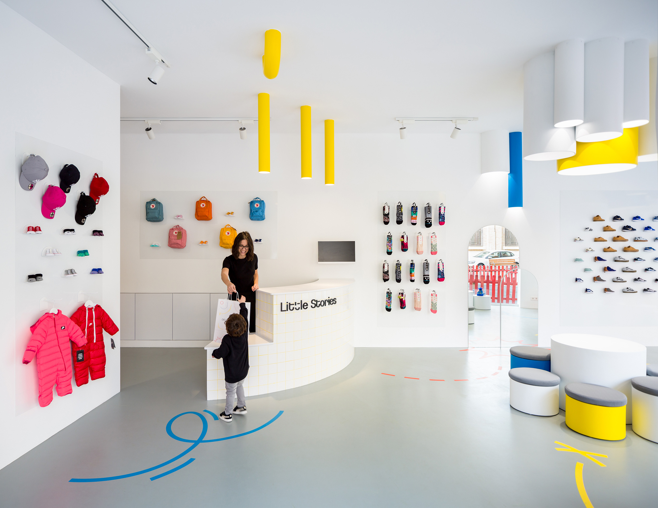 Little Stories: Simple Store in White, Blue, Yellow, and Red