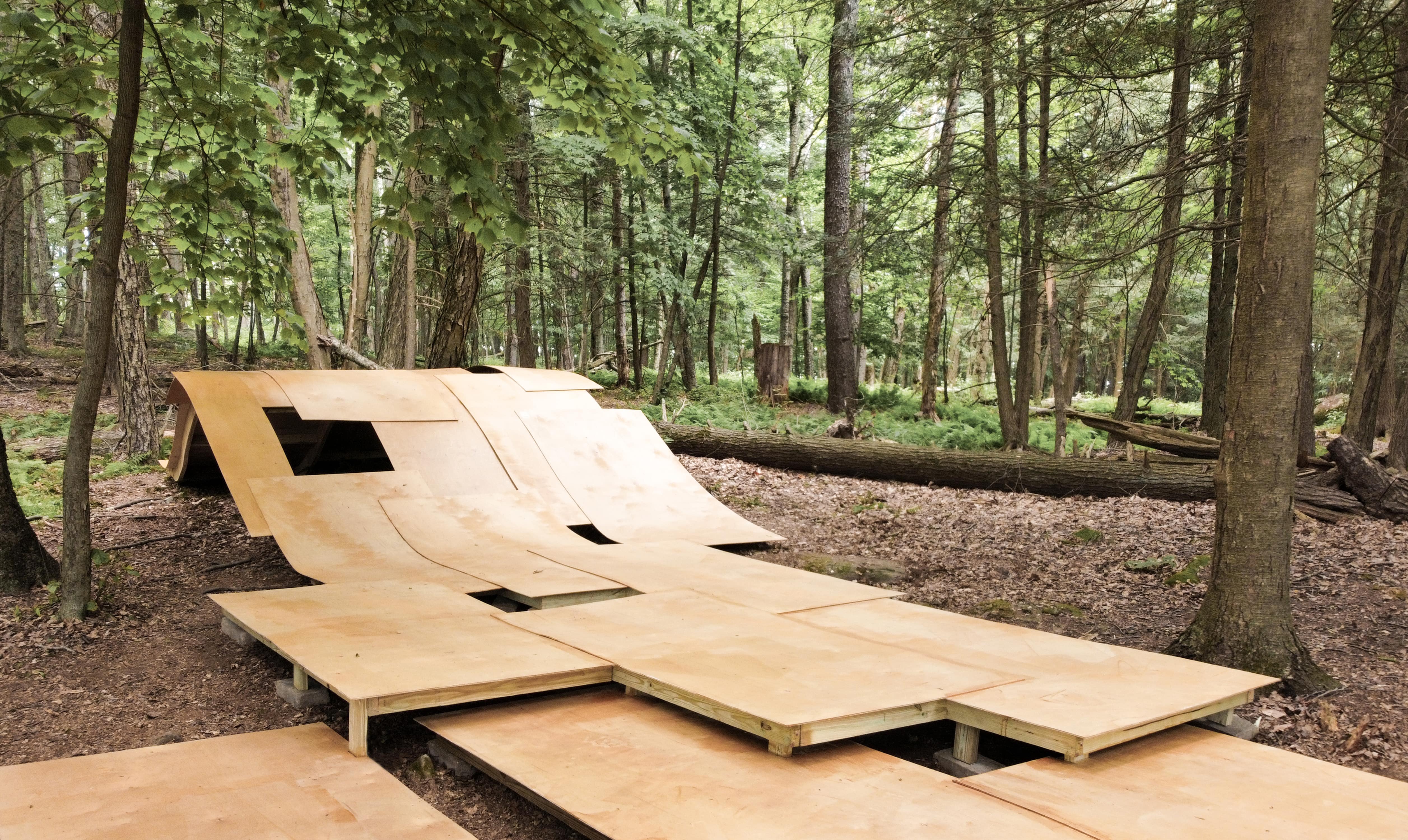 Arrangement of Plywood Boards in Peak A Boo Installation