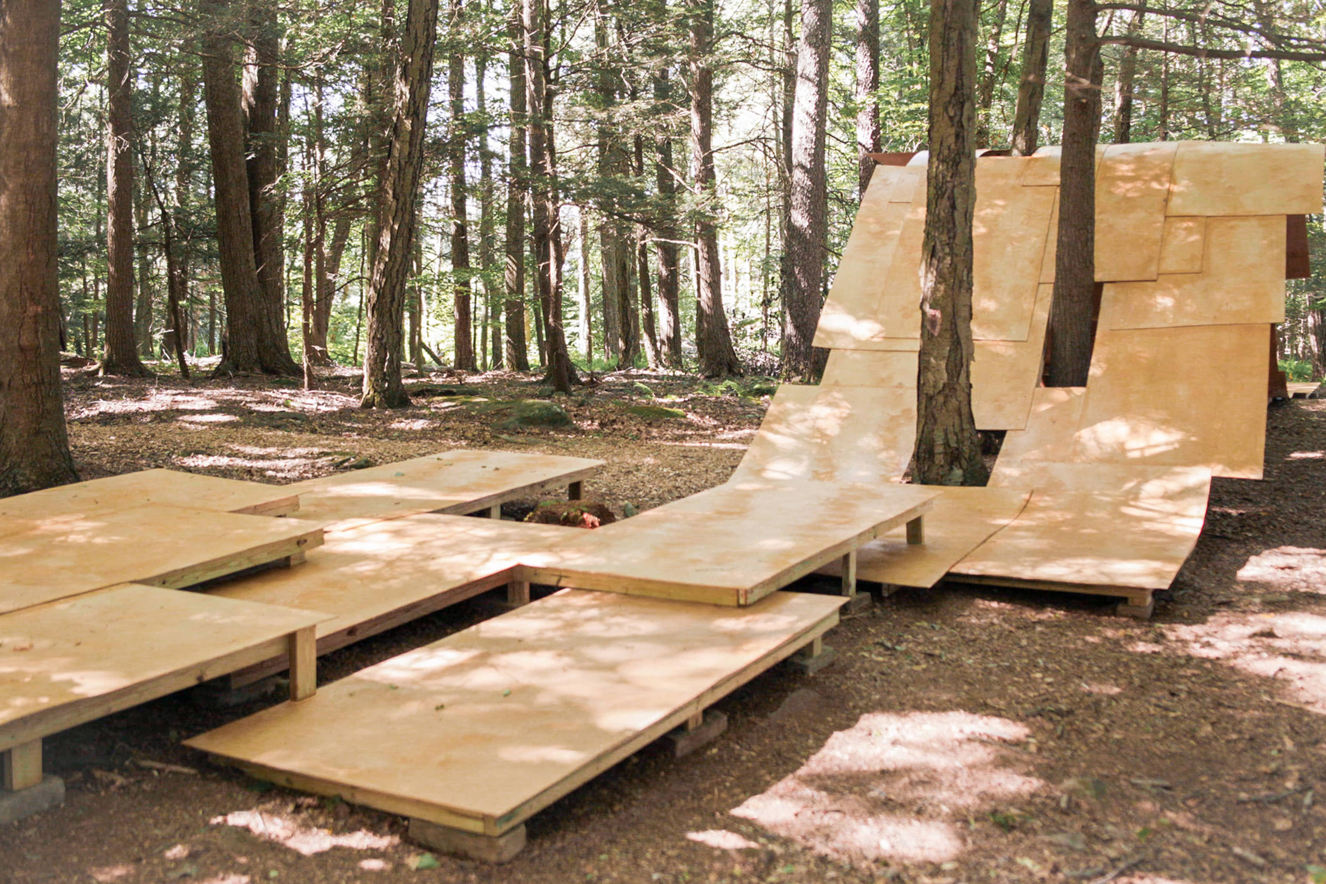 Arrangement of Plywood Boards in Peak A Boo Installation