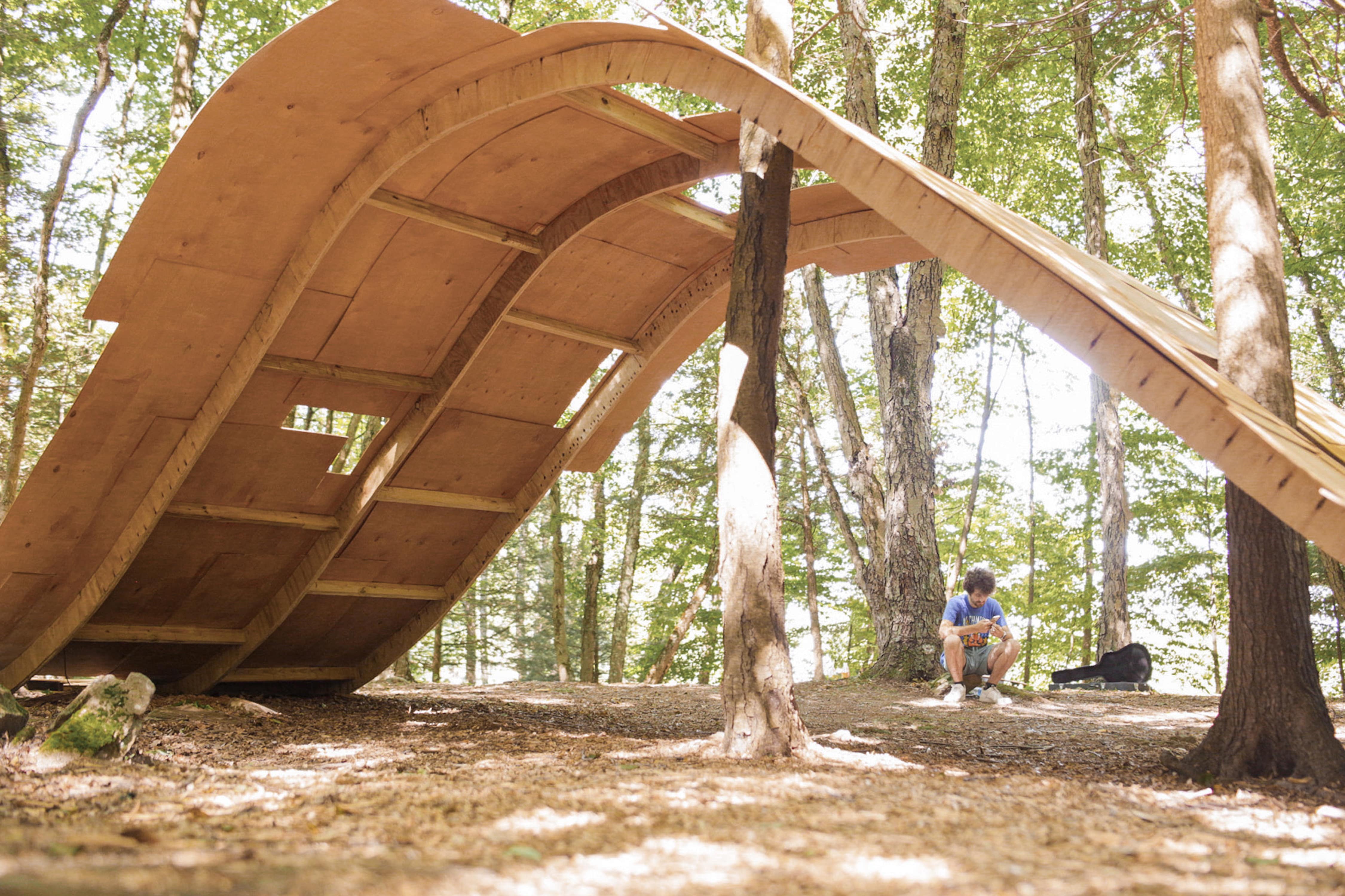 Arrangement of Plywood Boards in Peak A Boo Installation