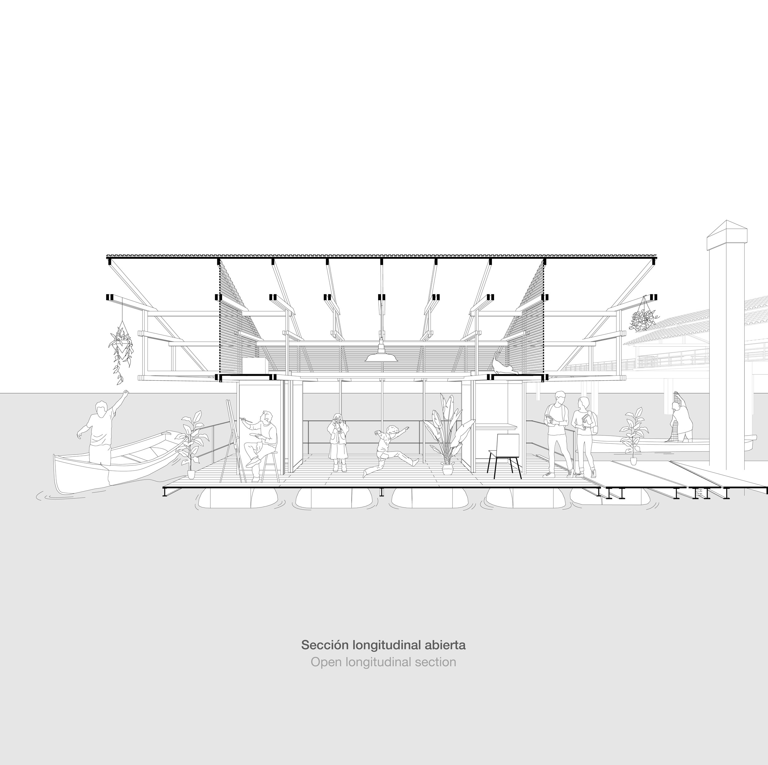 Longitudinal section of the Santay Observatory plan