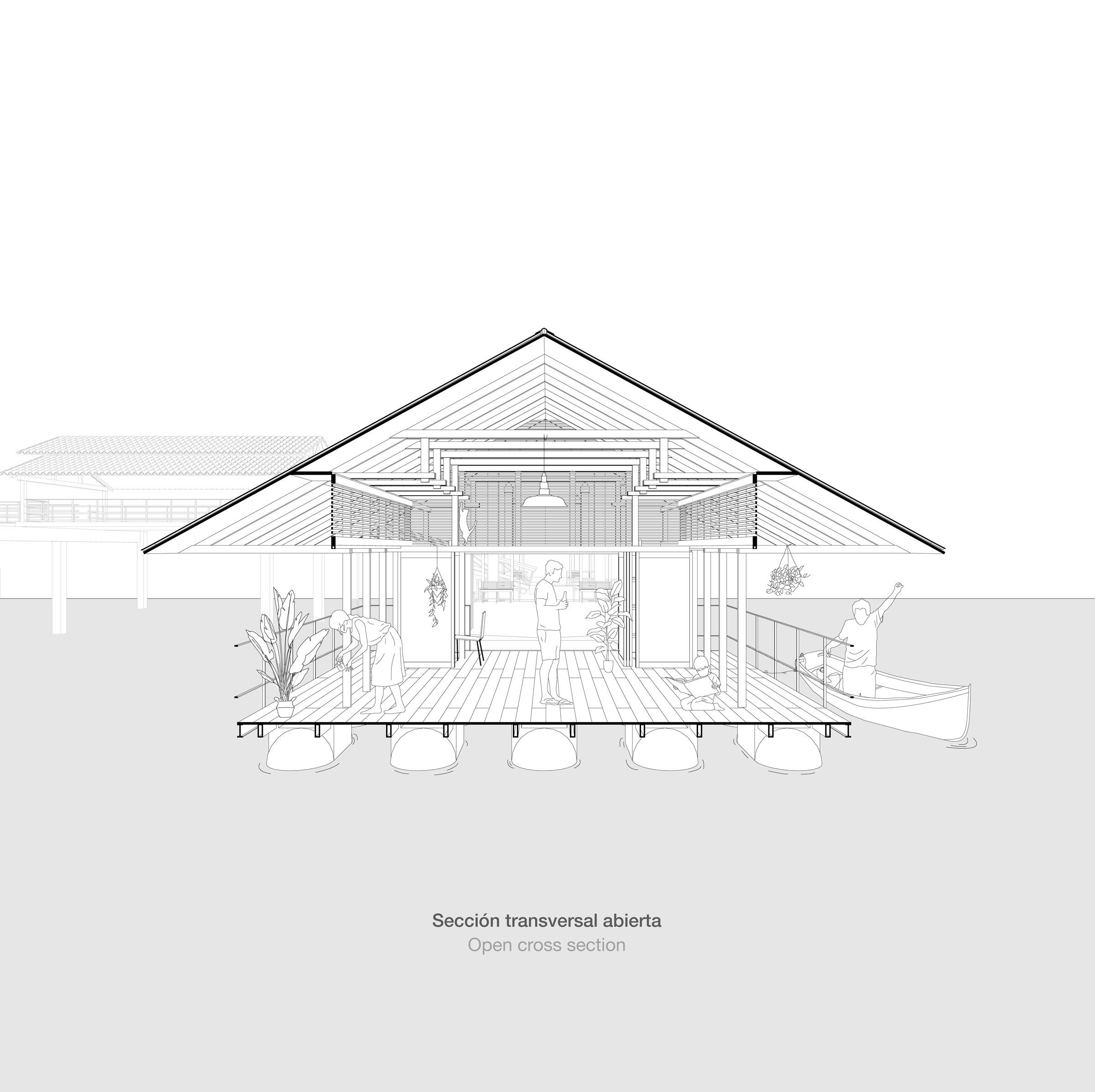 Cross section of the Santay Observatory plan