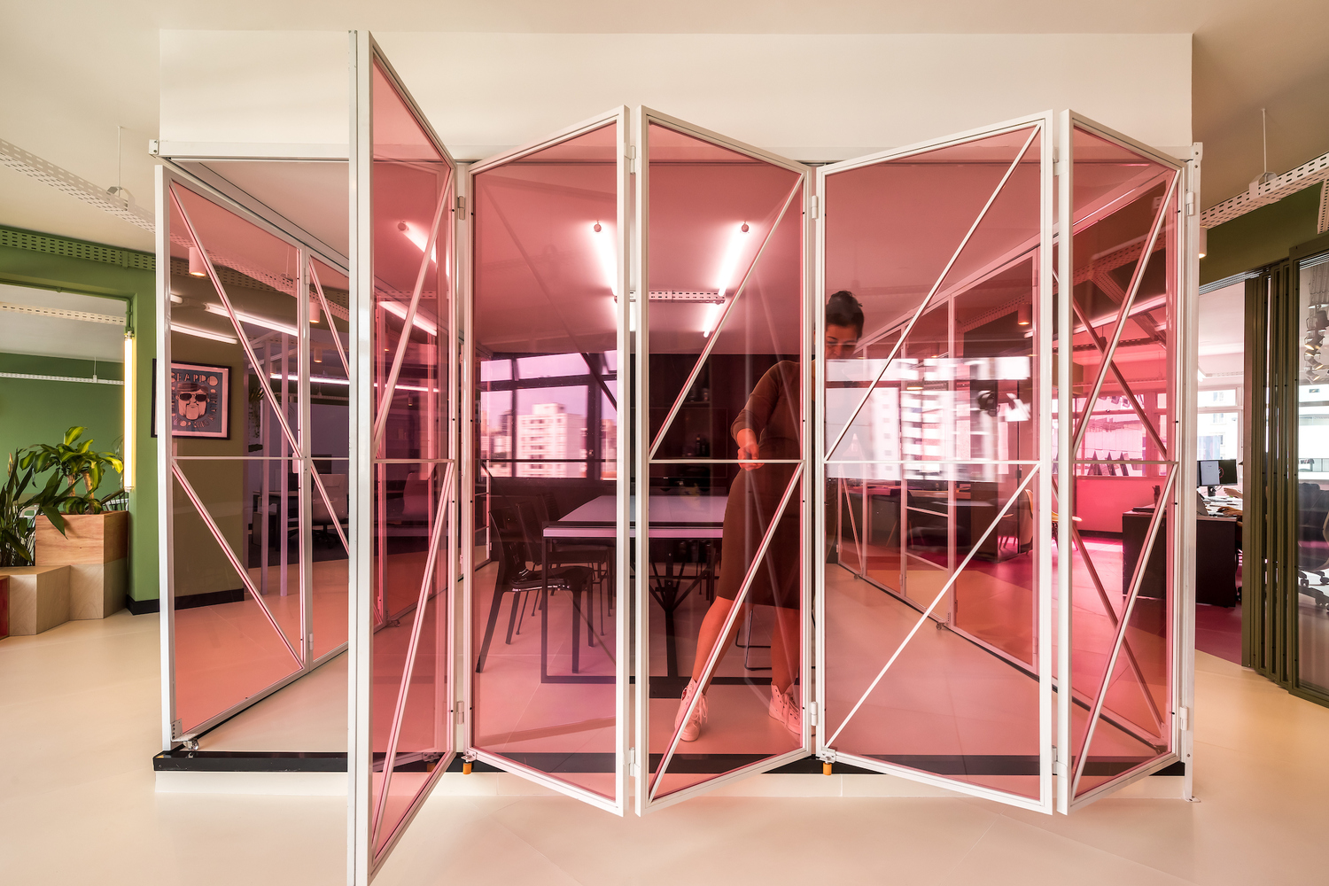Transparent Folding Doors that can be Opened to Maximize Space