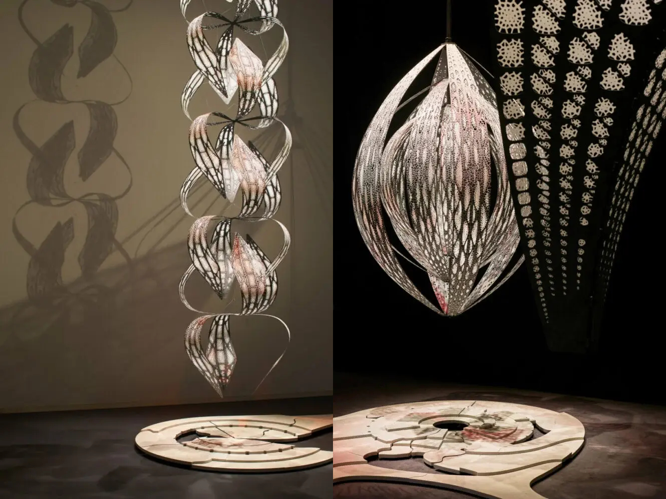 Lighting lamps provide shadows with unique patterns of kinetic sculptures on the walls, photo by DesignBoom