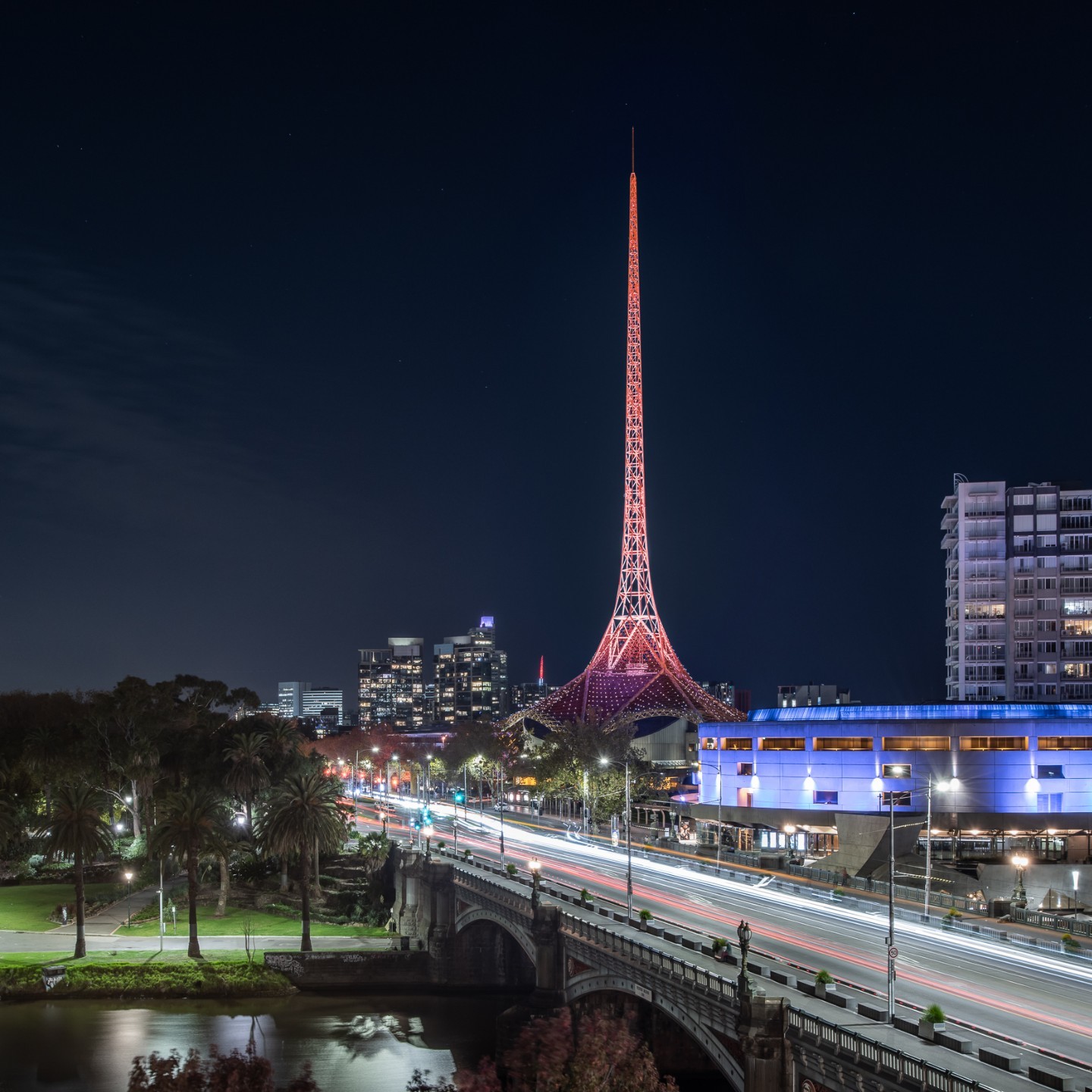 Arts Centre Melbourne on the Yarra River bank