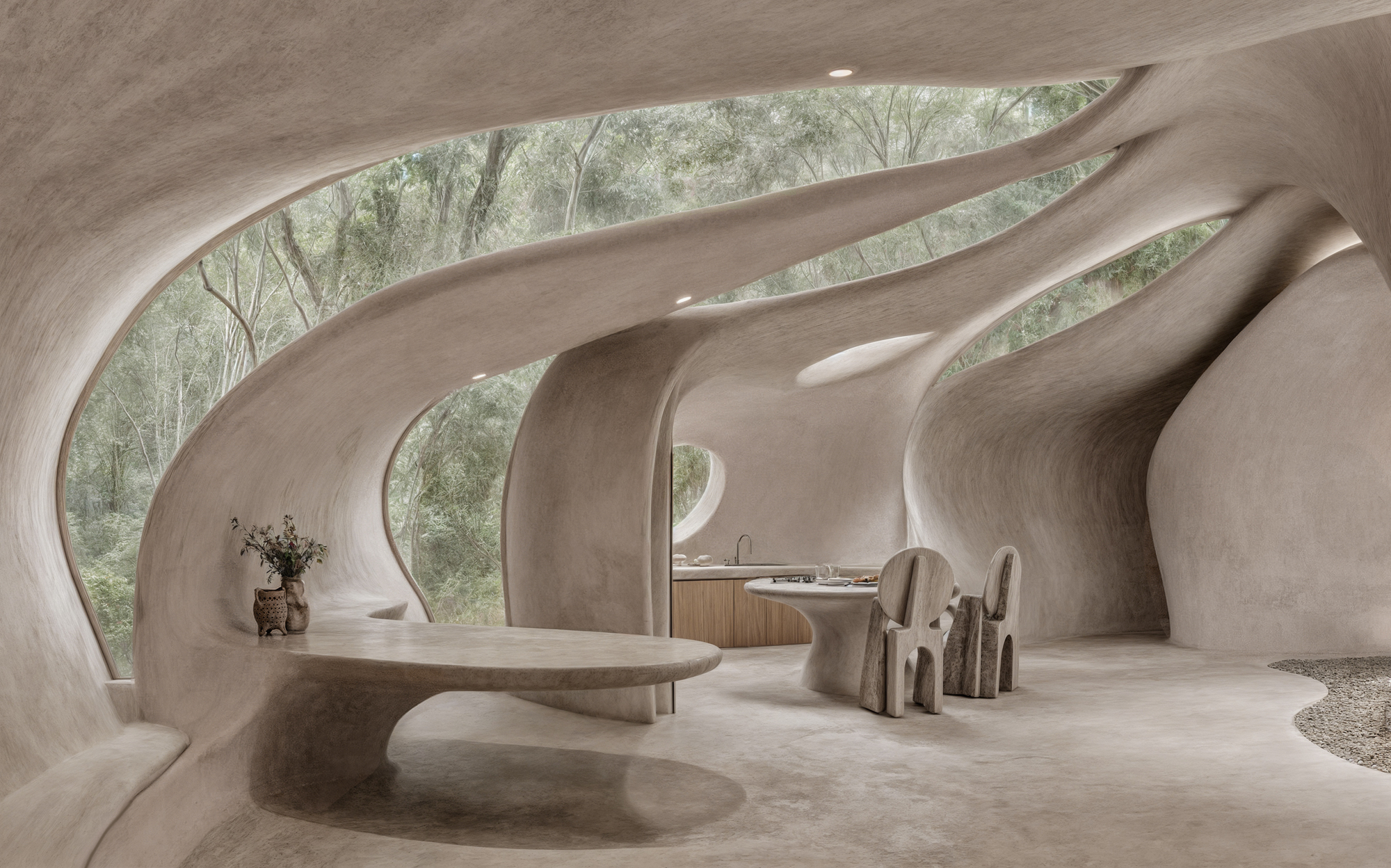 A Donut-shaped Holistic Center in the Forest that Adopts Bionic Principles