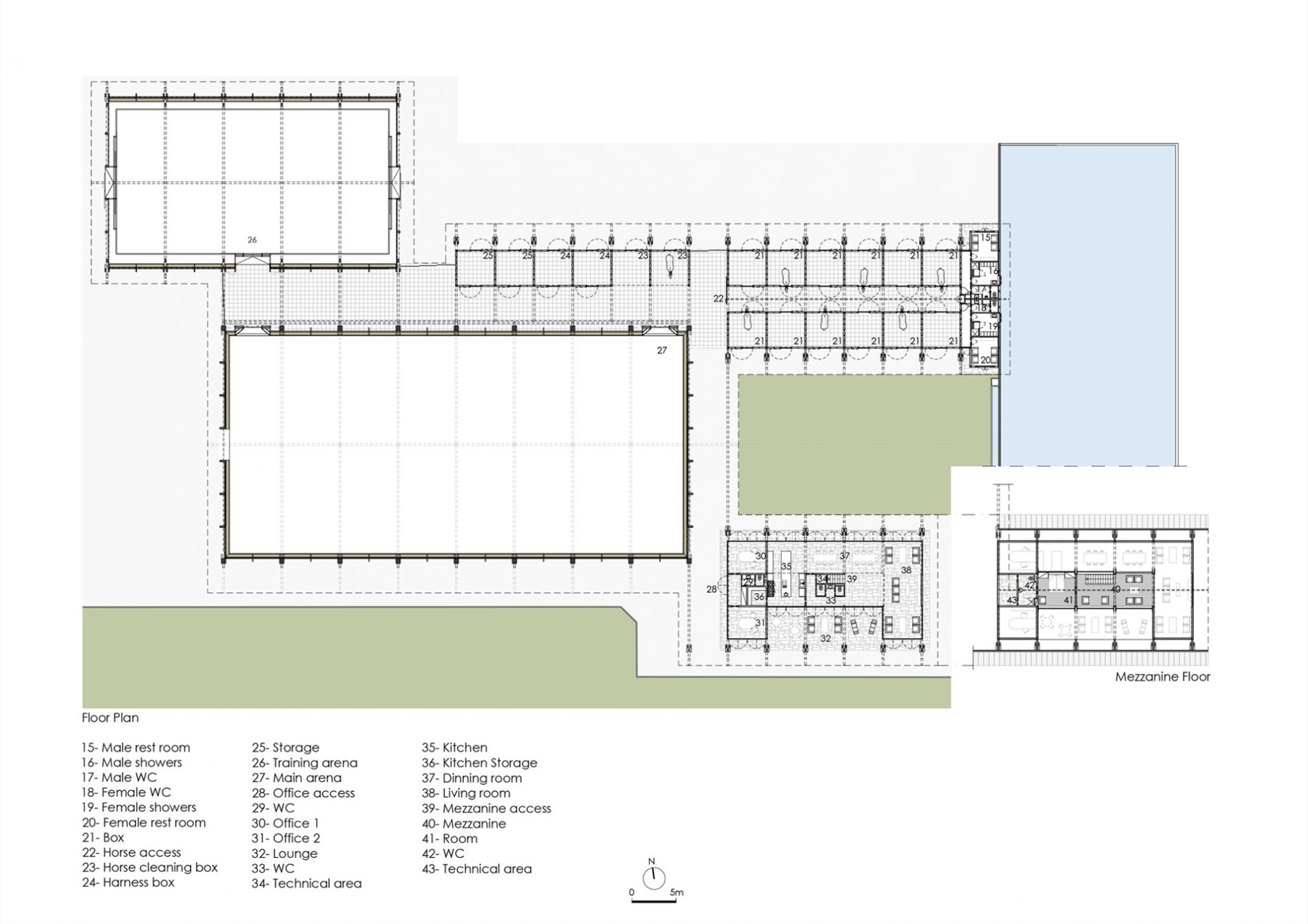 The floor plan of covered equestrian arena