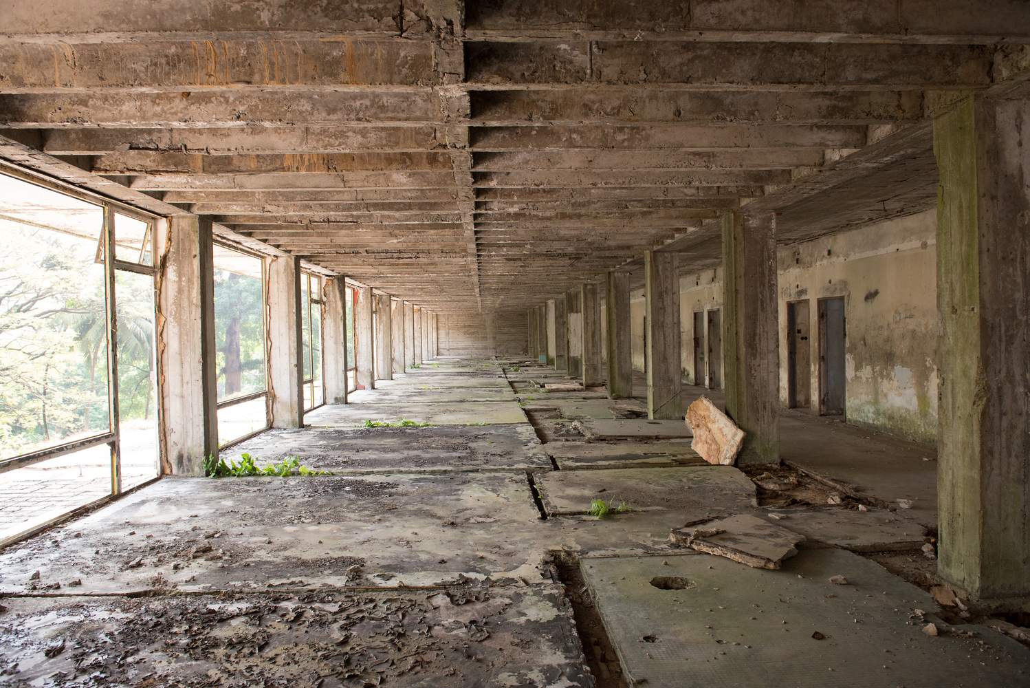 The condition of the inside of the Ducor Hotel after being forgotten and abandoned