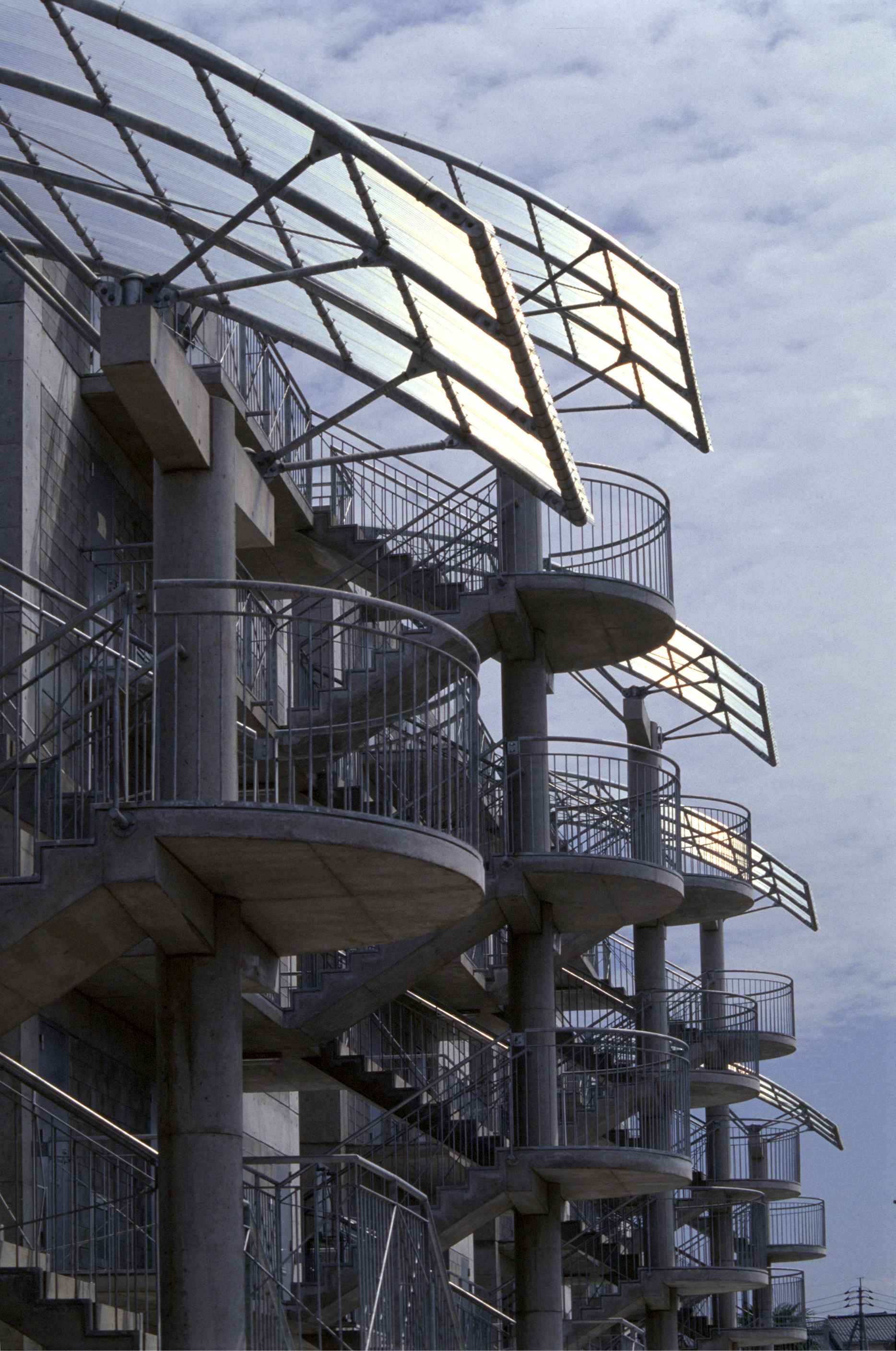 The stairs at the outer side of Hotakubo Housing