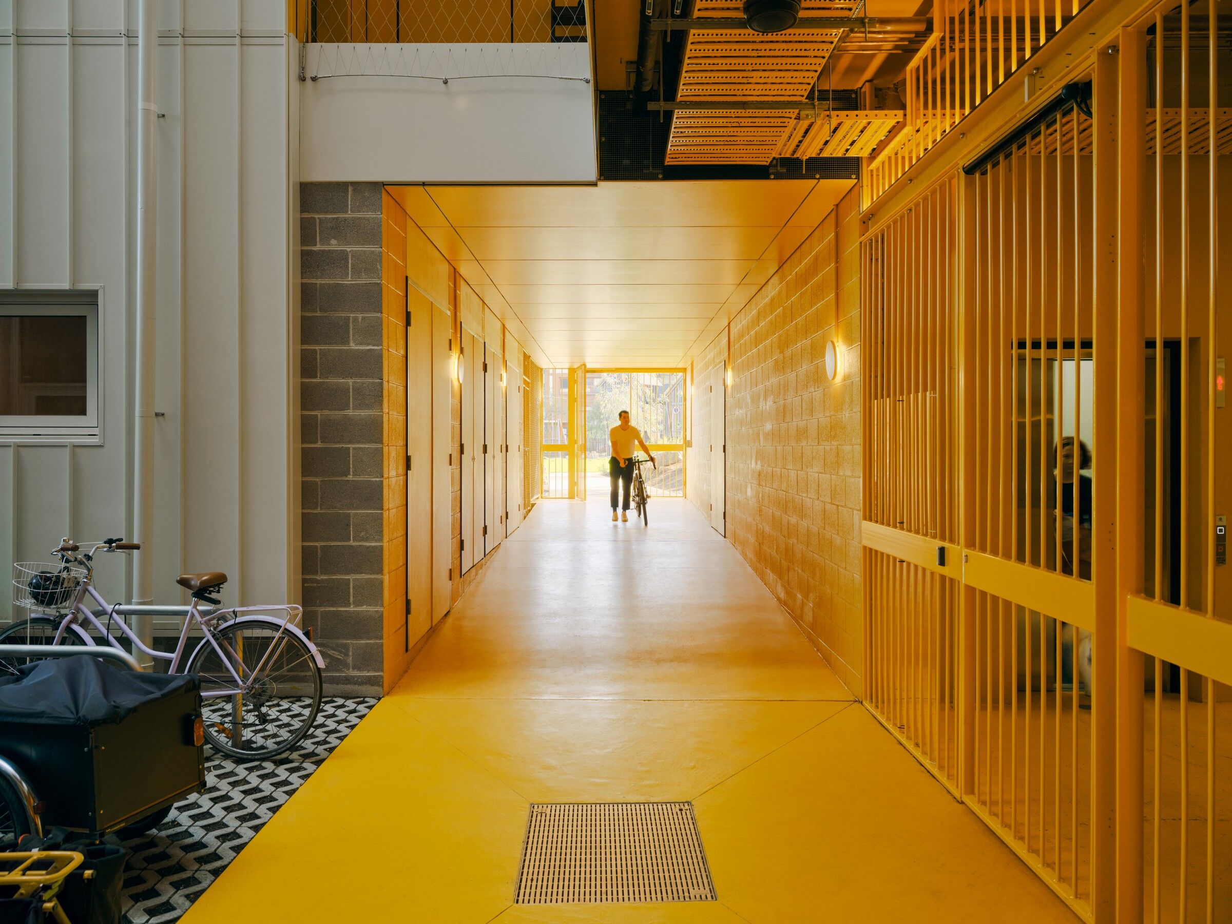 Yellow pathway of ParkLife connecting Duckett St to the park