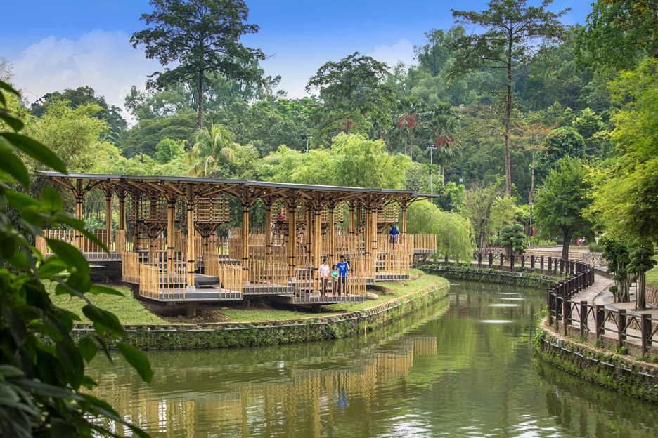 Bamboo Playhouse in a small island at Perdana Botanical Garden