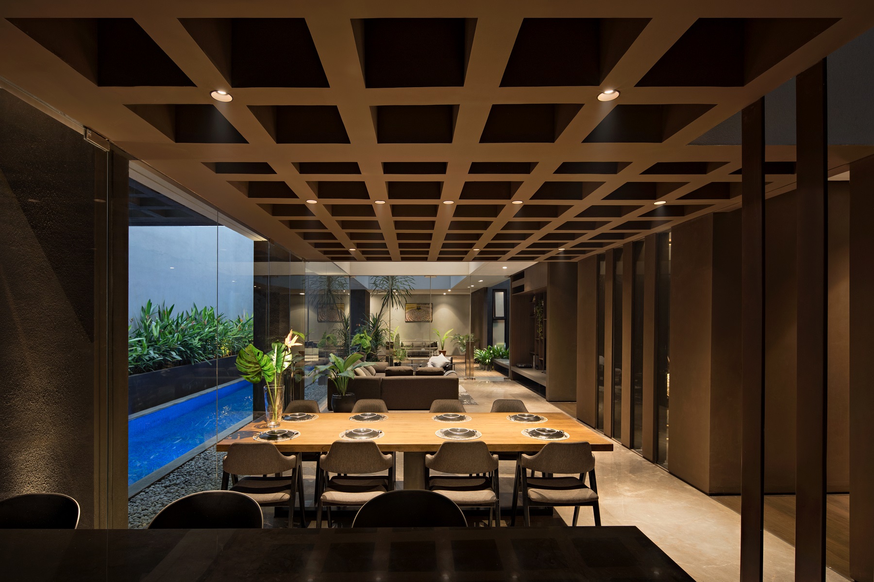 Interior view of the dining room RifBagus House, Photo by Mario Wibowo