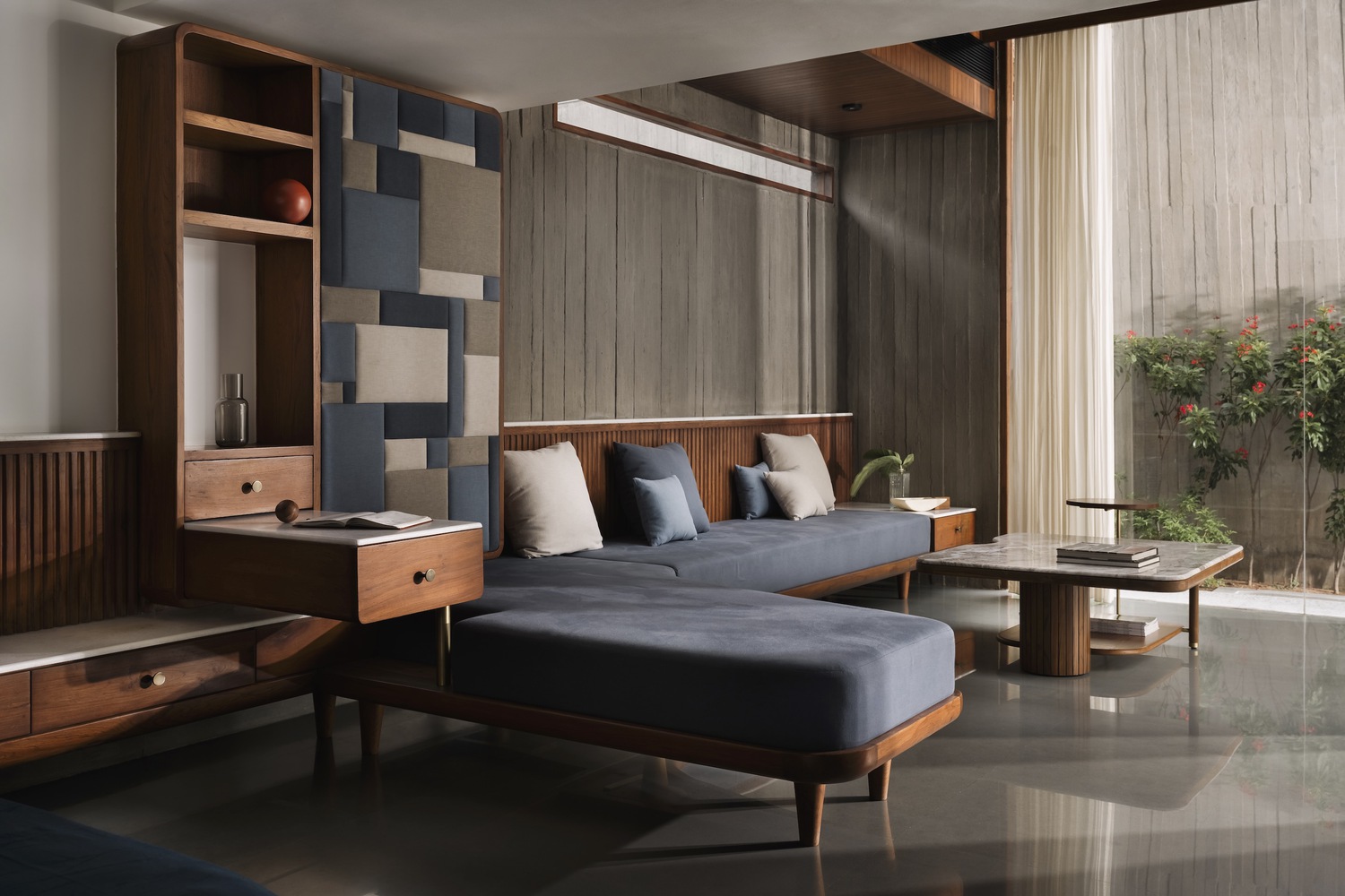 Interior of living room Enclosure House, Photo by The Fishy Project