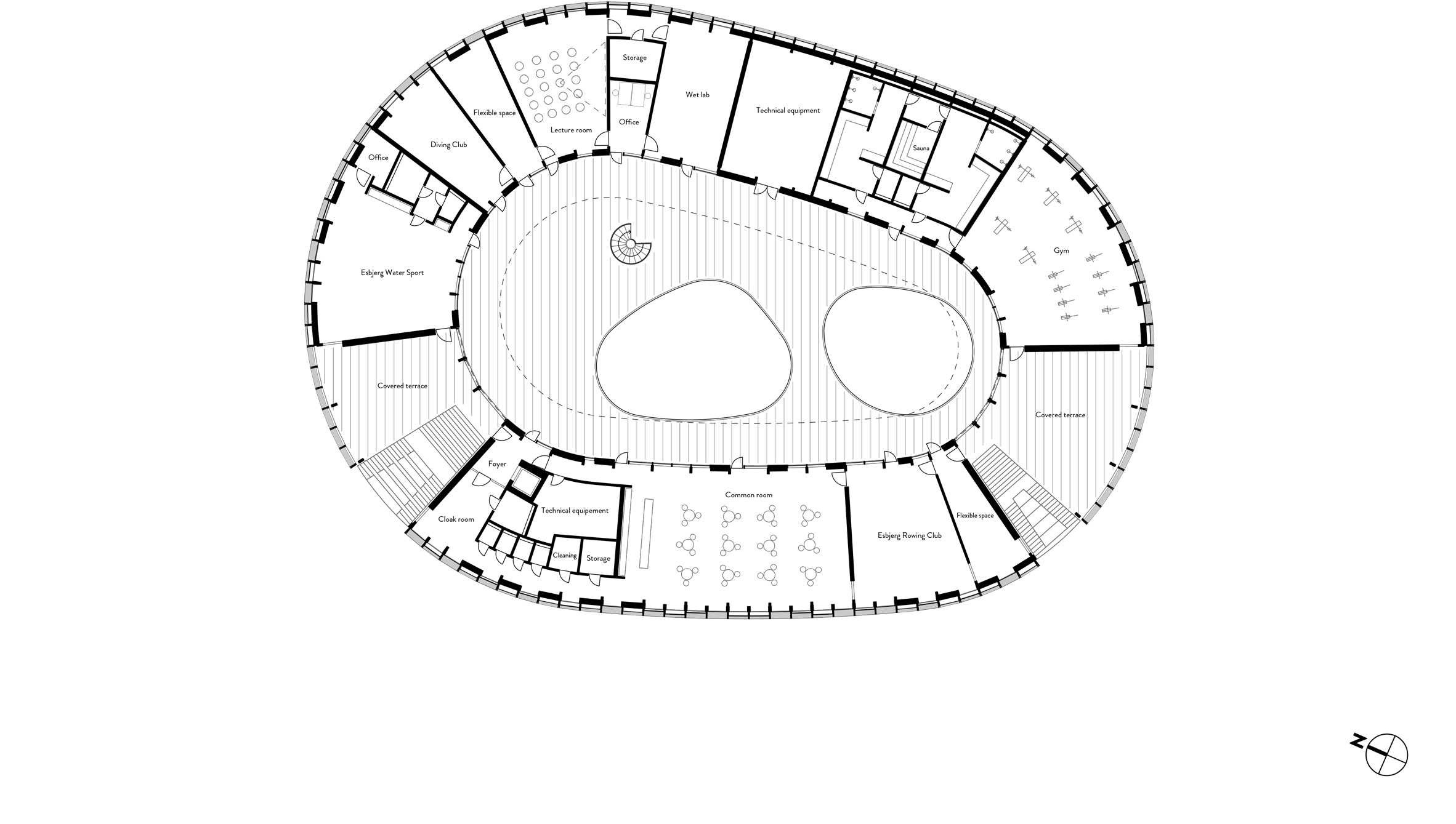 Second floor plan Esbjerg Maritime Center, Source by SnÃ¸hetta