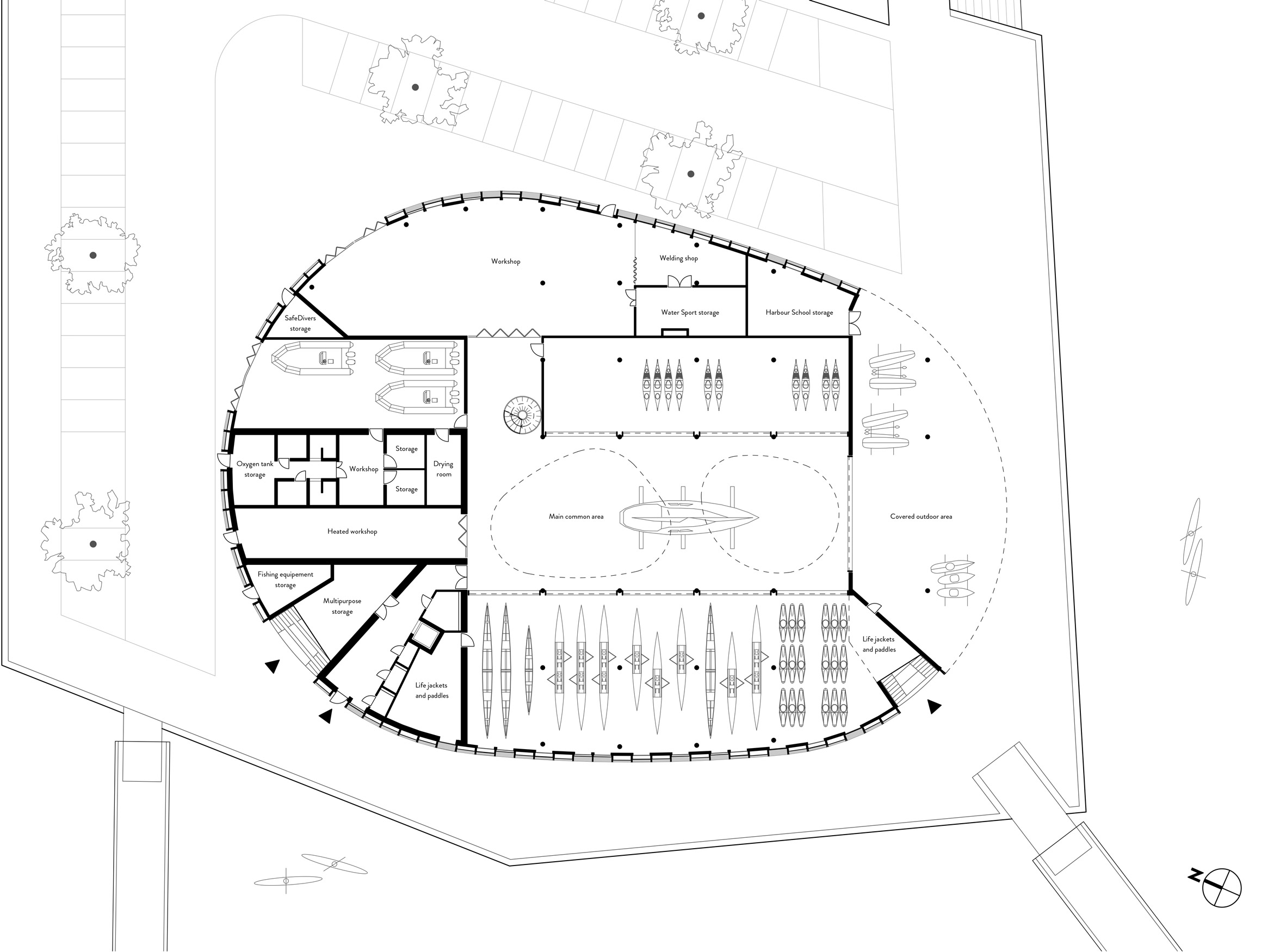 First floor plan Esbjerg Maritime Center, Source by SnÃ¸hetta