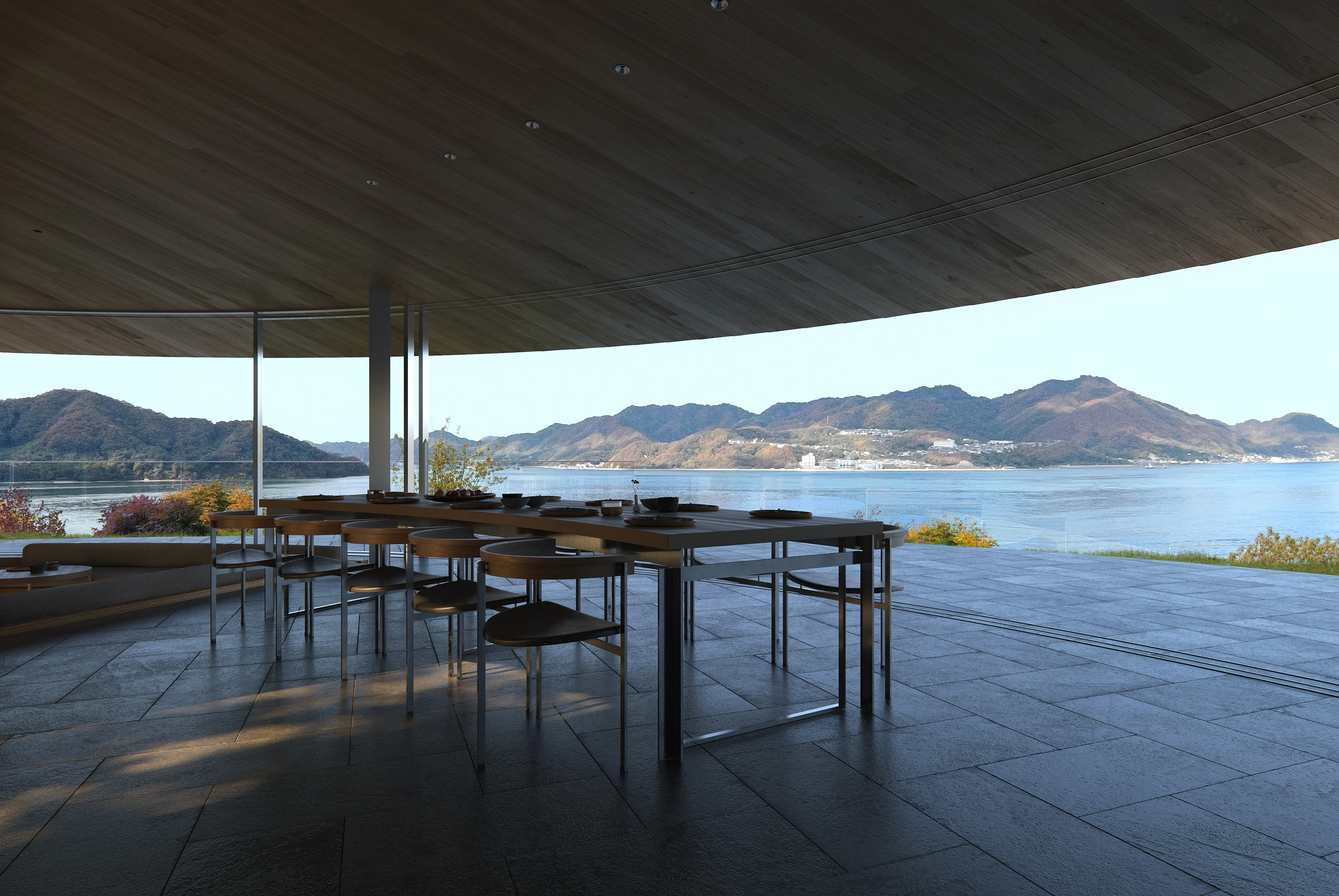 The seamless integration of the landscape and NOT A HOTEL Setouchi