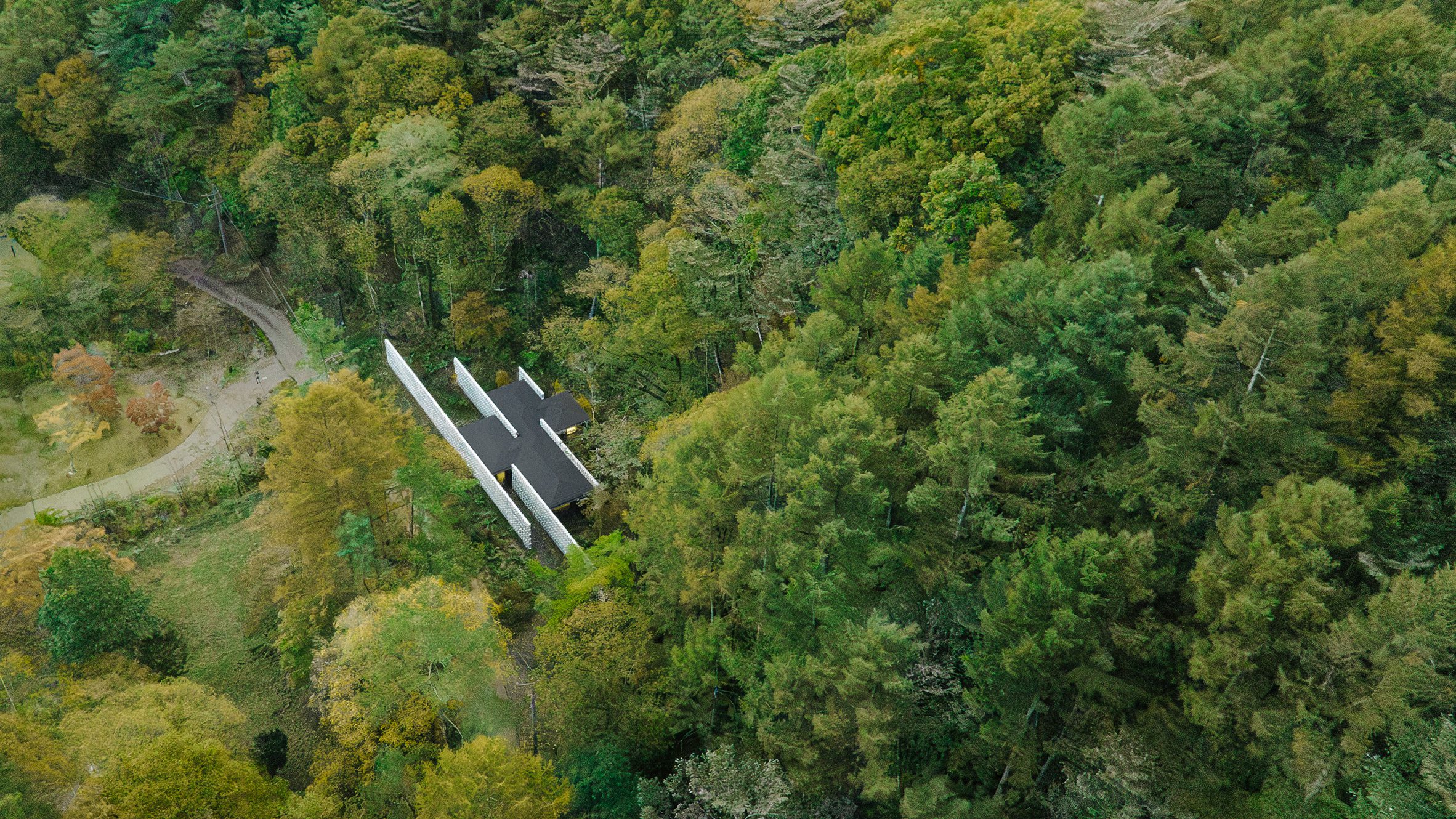 A remote triangular site of Block Wall House