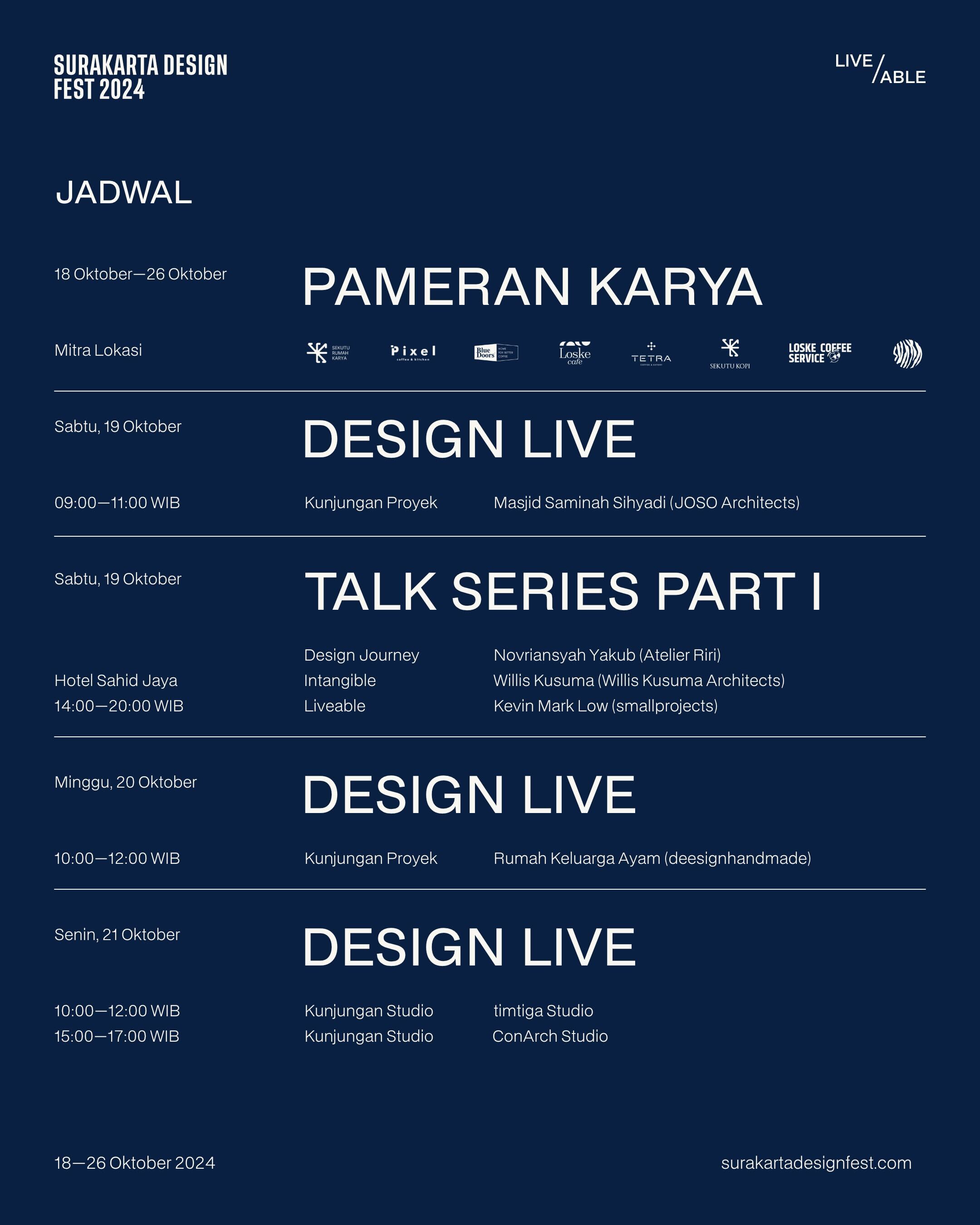 Surakarta Design Fest Main Schedule