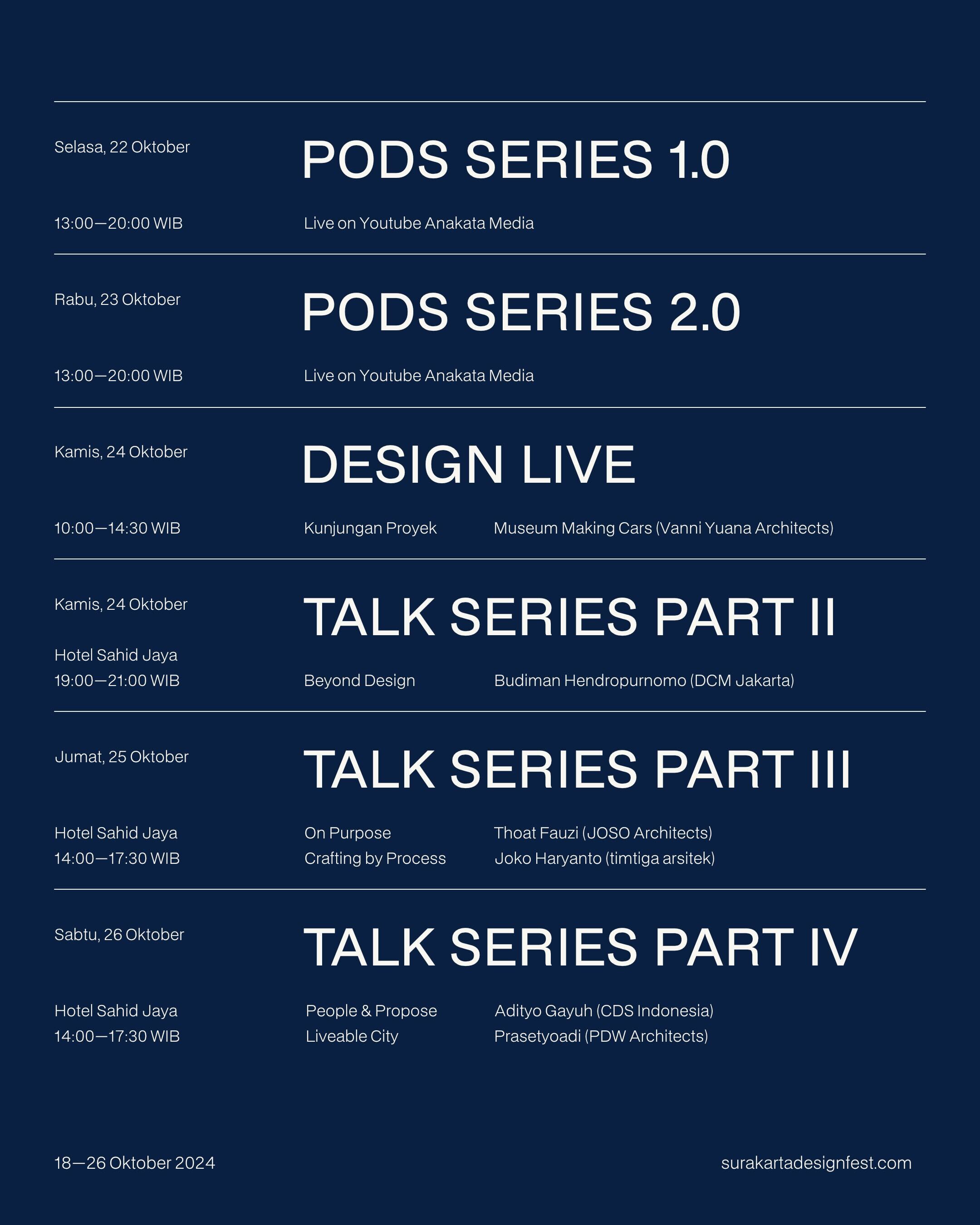 Surakarta Design Fest Main Schedule