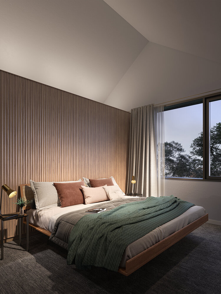 Interior bedroom Slate House, Photo by Tess Kelly