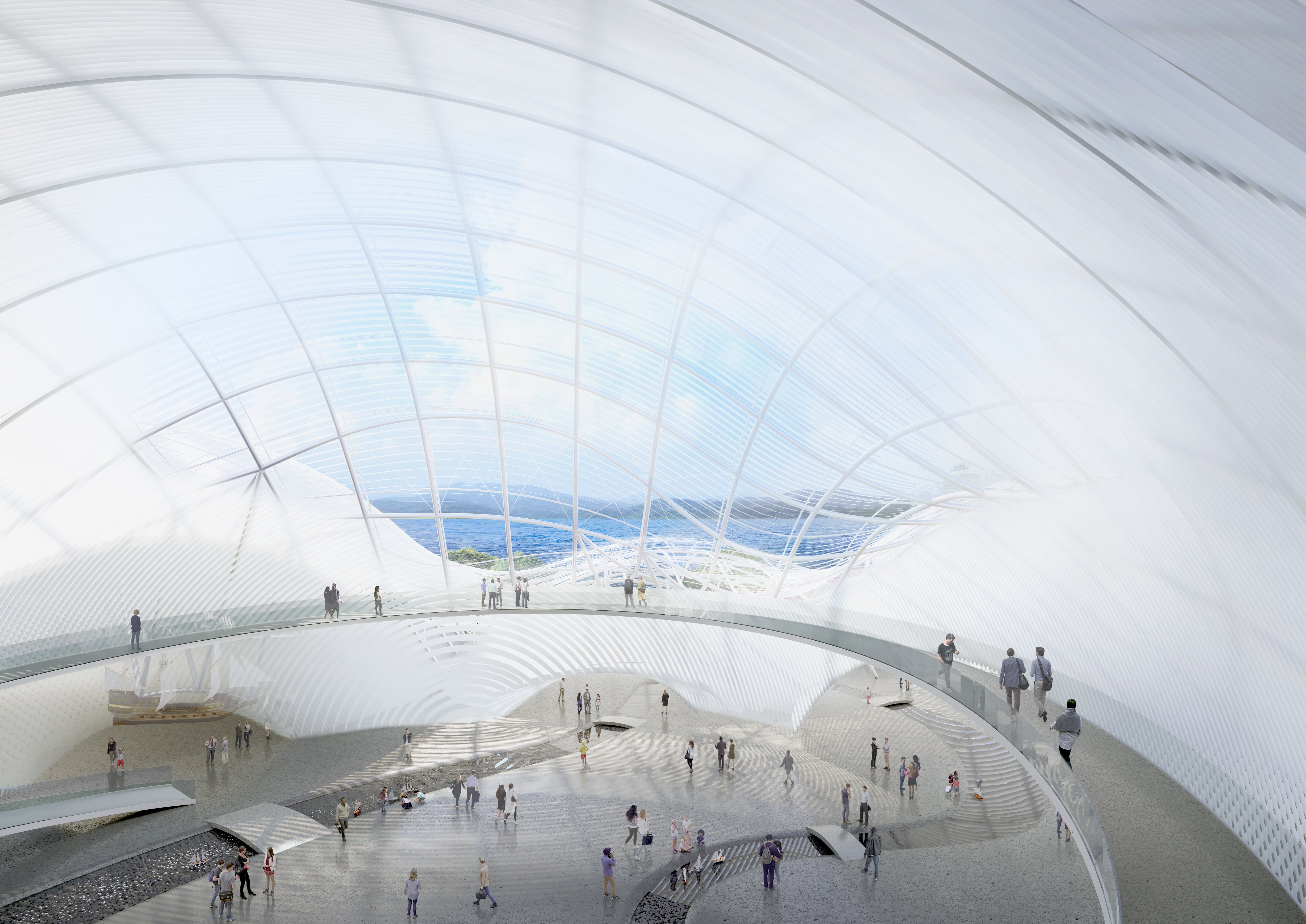 Interior view Shenzhen Maritime Museum, Source by SANAA