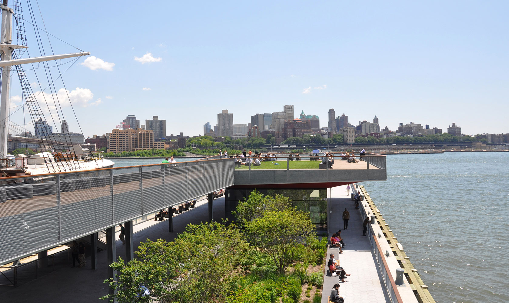 The two-story Pier 15 at the East River Waterfront