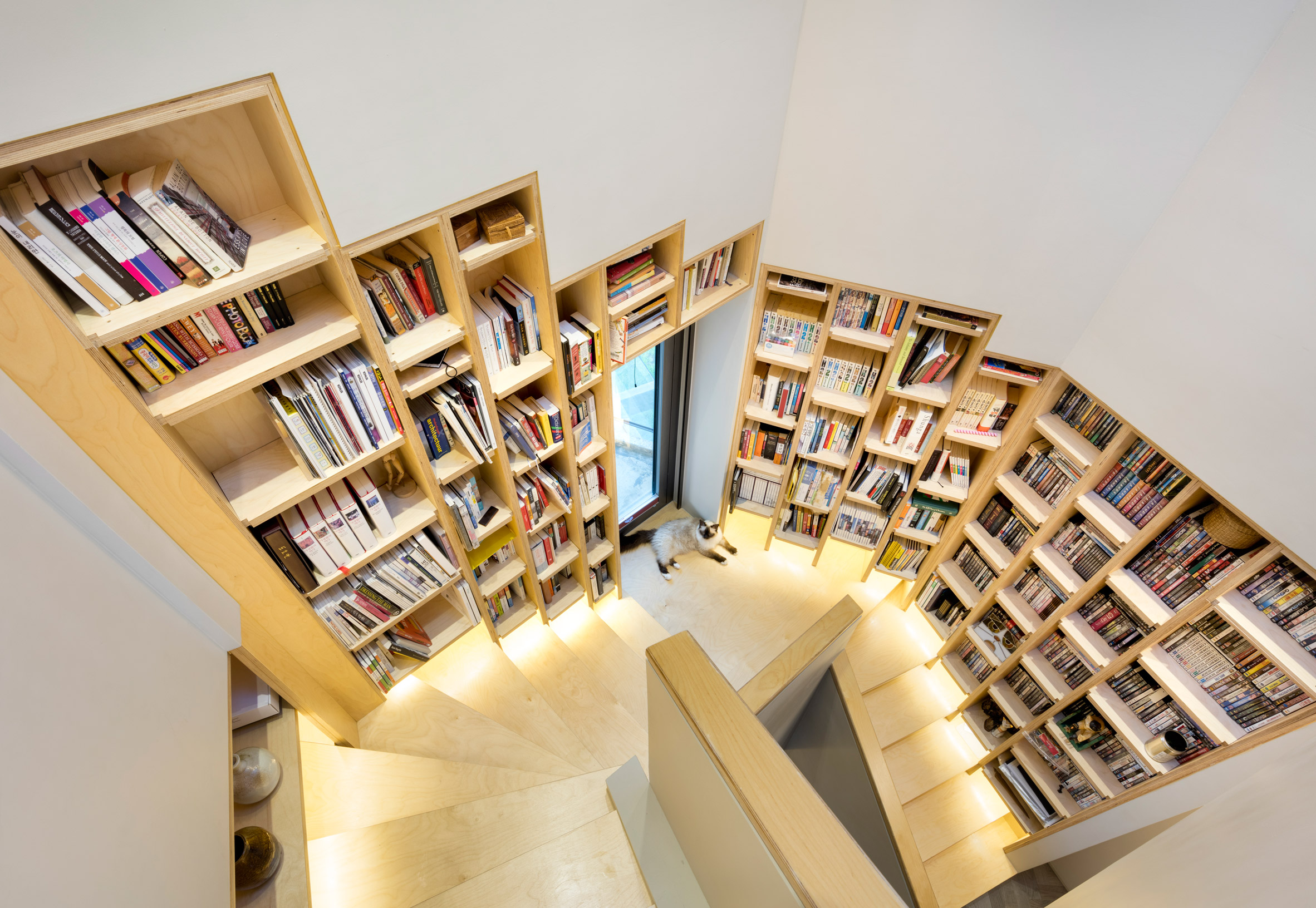 library in simple house by moon hoon
