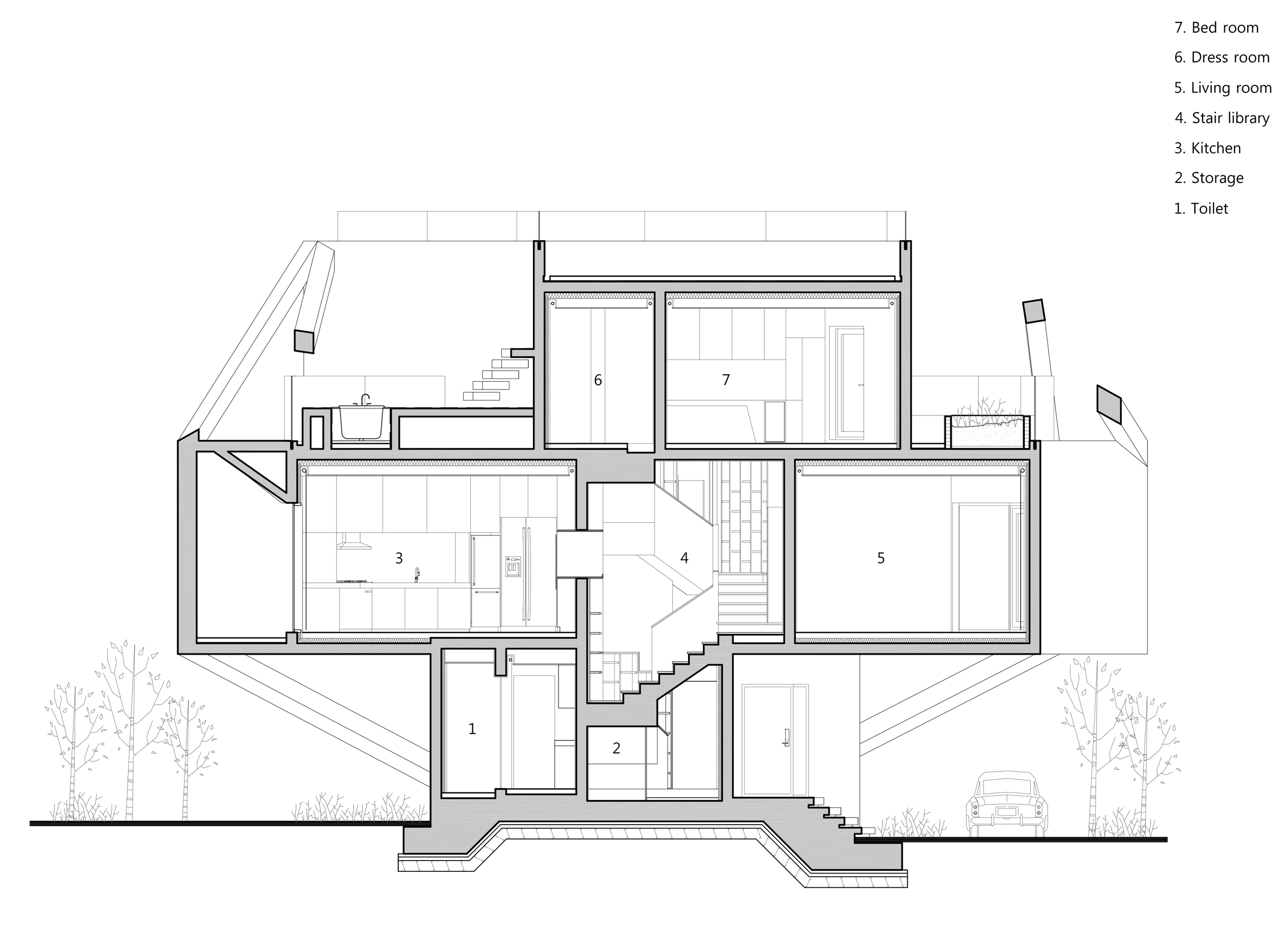 section cross simple house by moon hoon