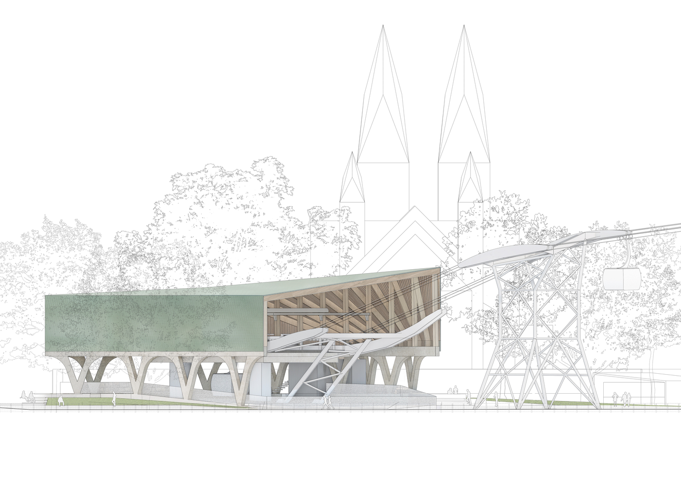 SnÃ¸hetta's Design for Cable Car Station in Koblenz, Germany (cr: SnÃ¸hetta)