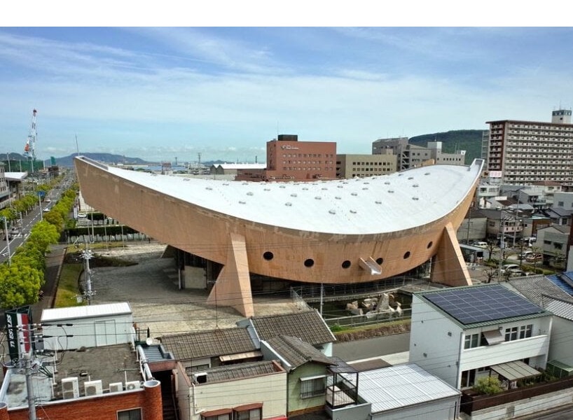 Bird view Kagawa Prefectural Gymnasium, Photo by Noriyuki Kawanishi