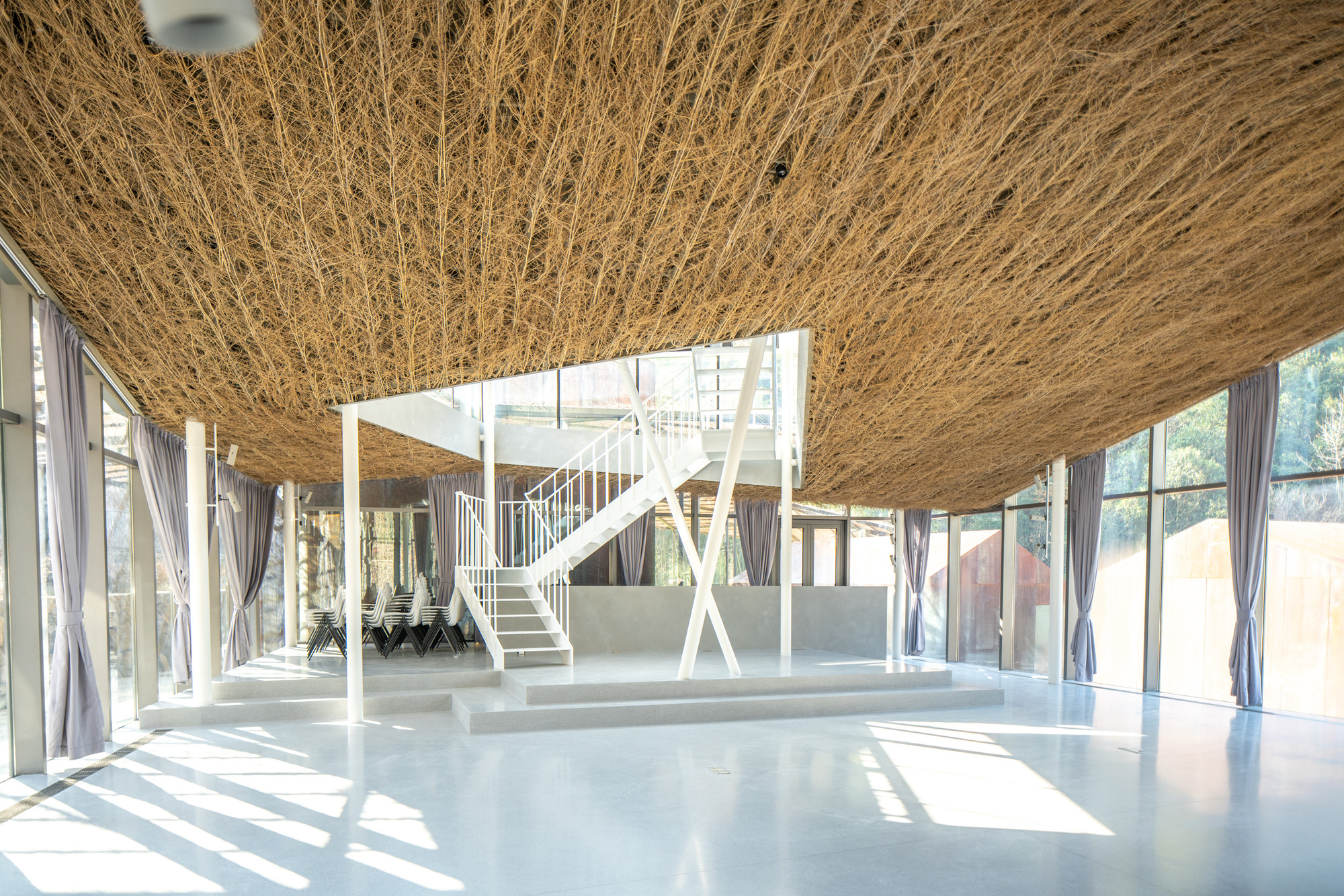 Flowing Cloud Pavilion's main building interior